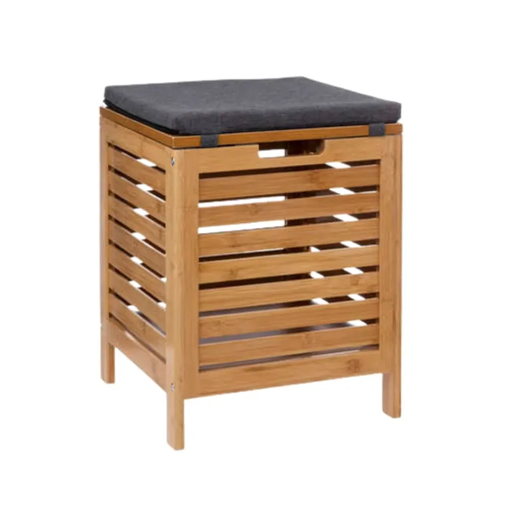 Tabouret coffre de rangement en bambou naturel