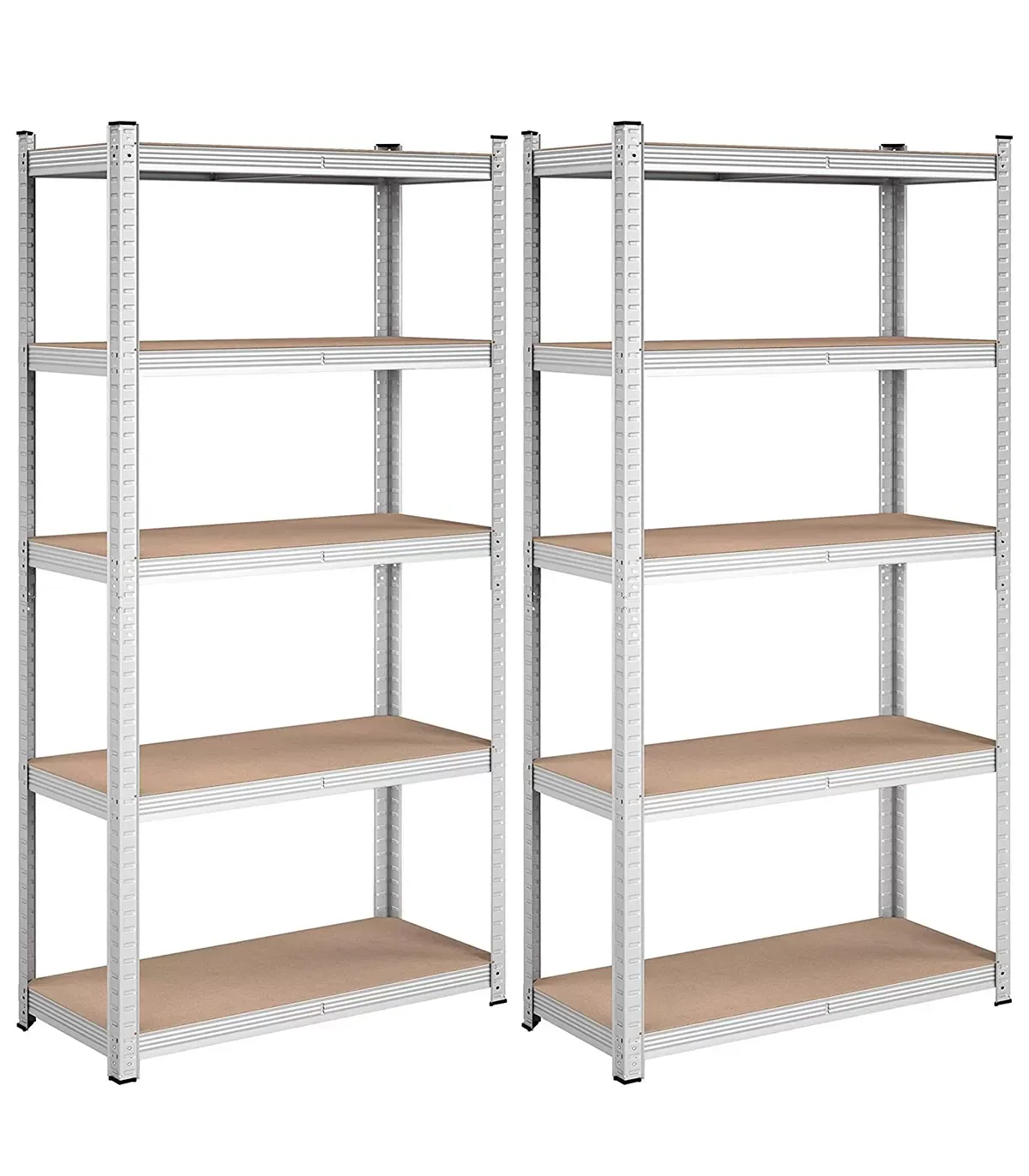 Lot de deux étagères 5 niveaux - H180 cm - Gris