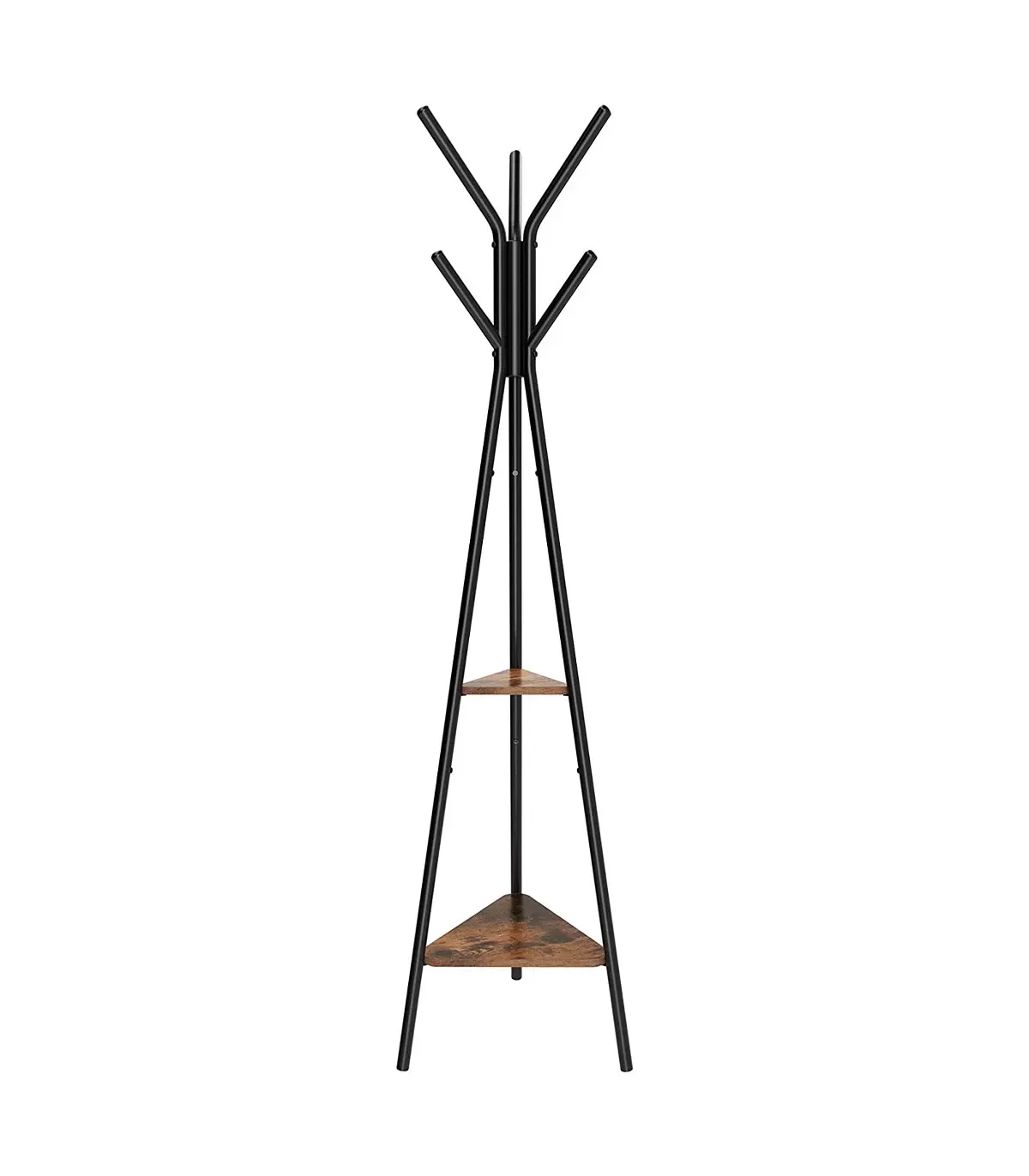Porte-manteau sur pieds avec 2 étagères - H179 cm - Noir