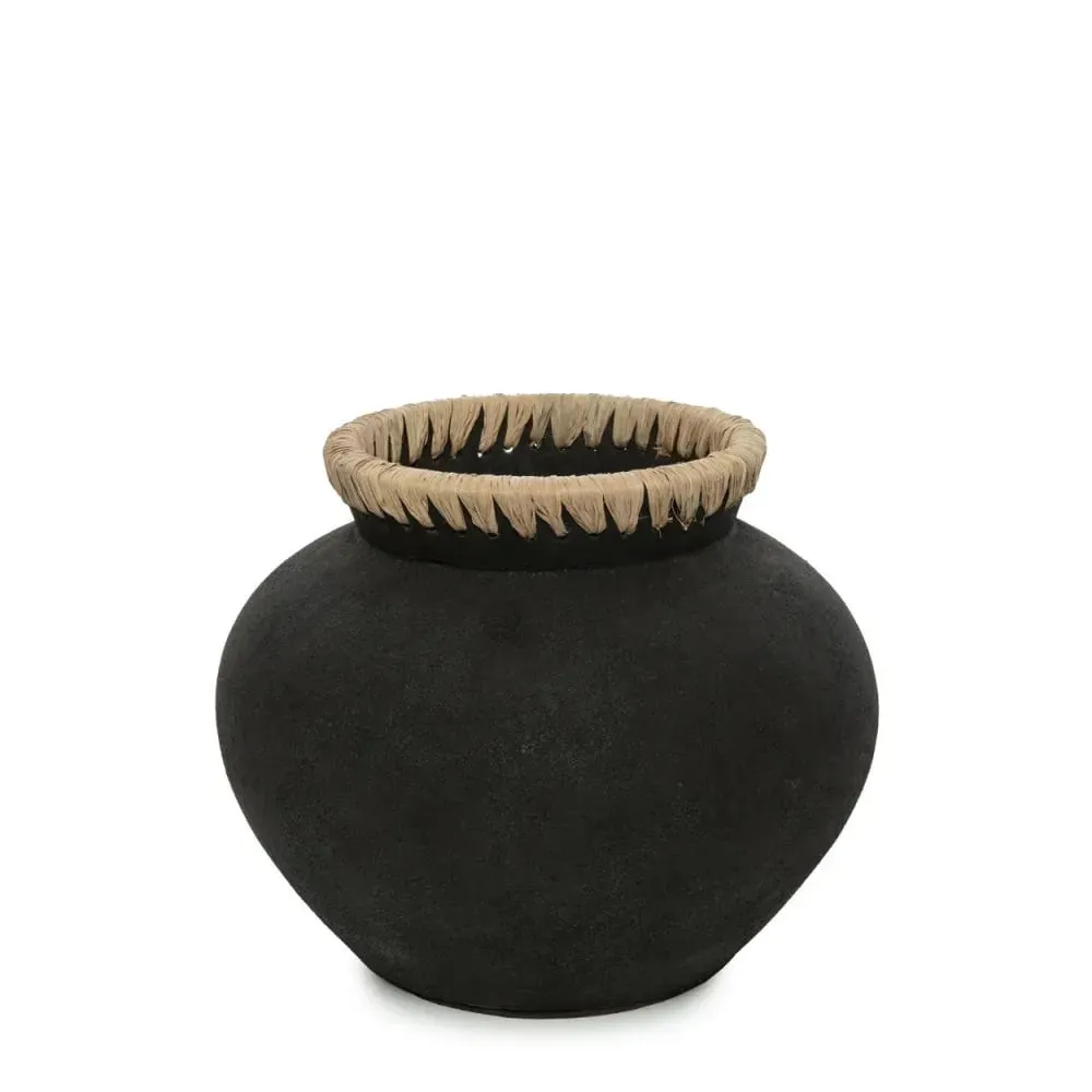 Vase en terre cuite noir naturel h23