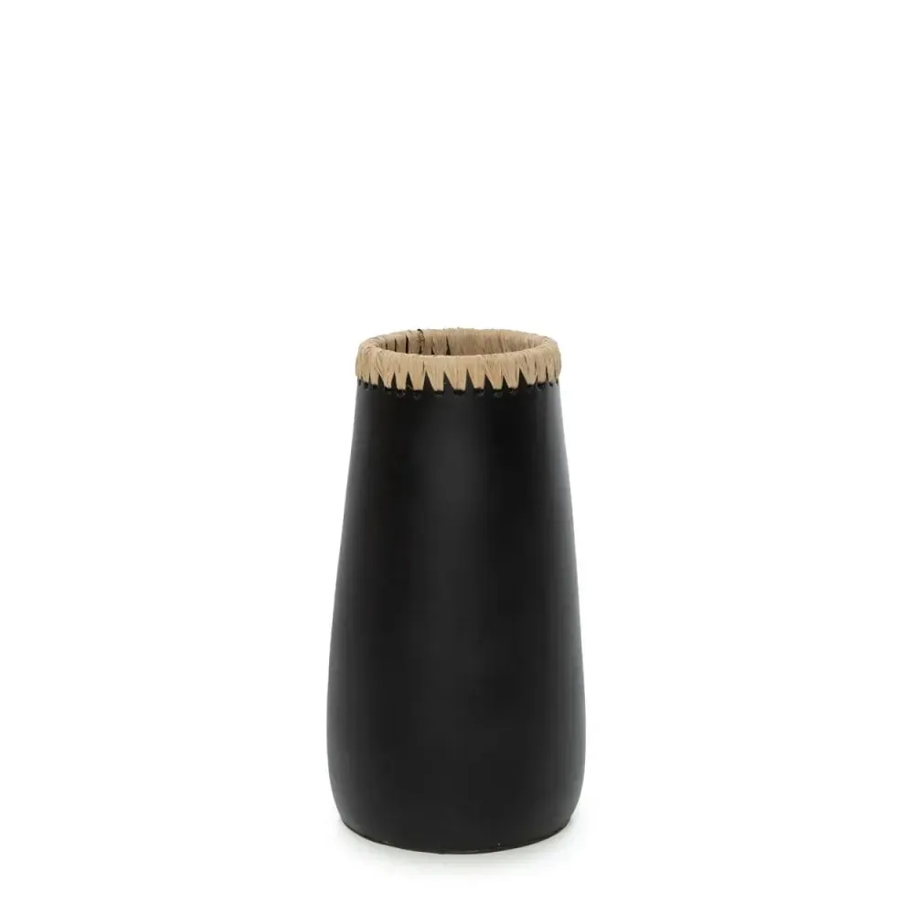 Vase en terre cuite noir naturel h26