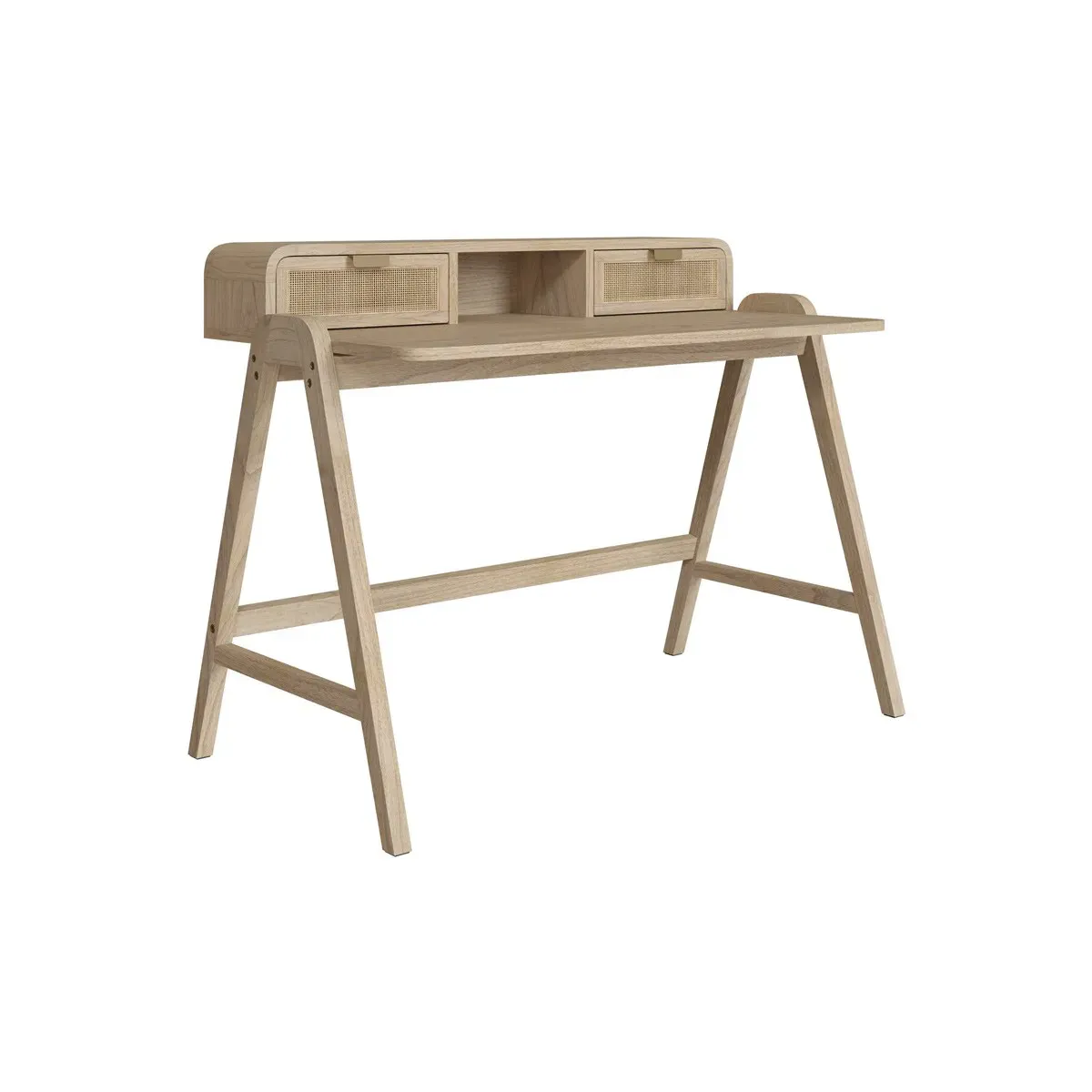 Bureau en bois de mindi et cannage