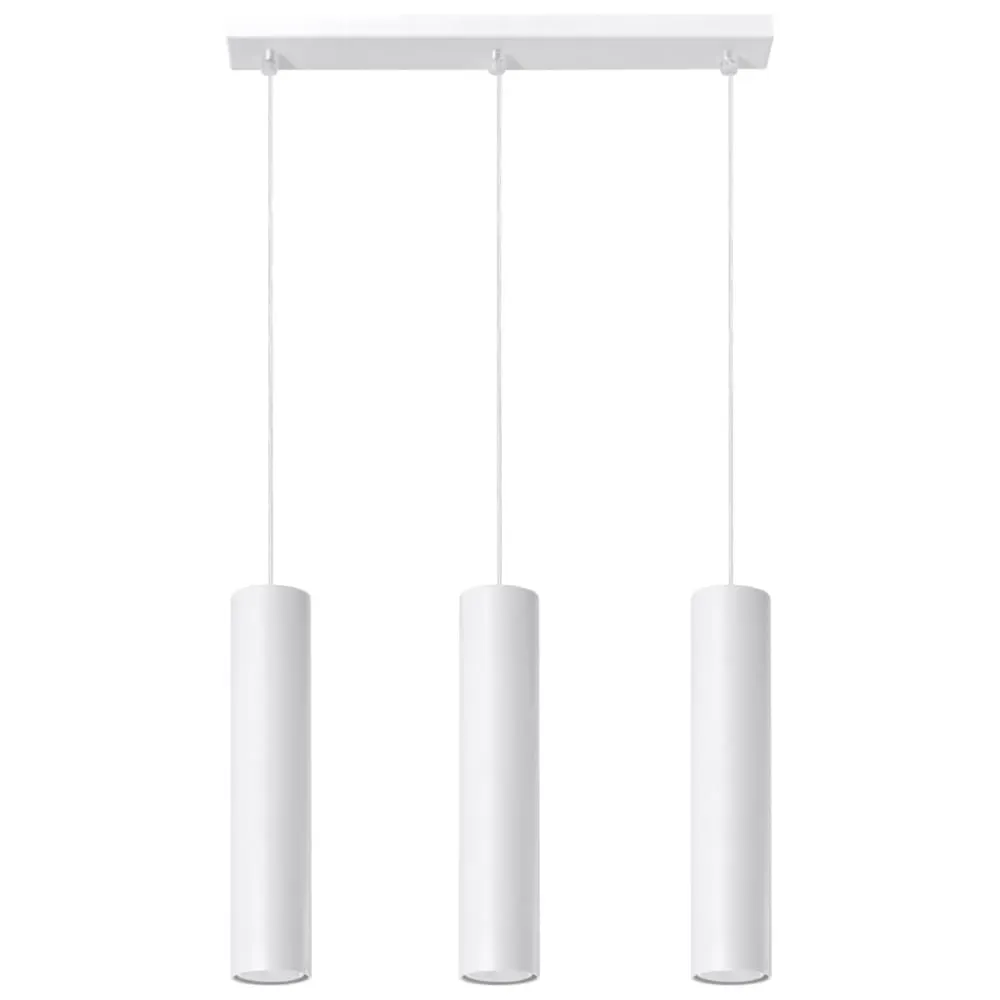 Lampe suspendue acier blanc H 90 cm