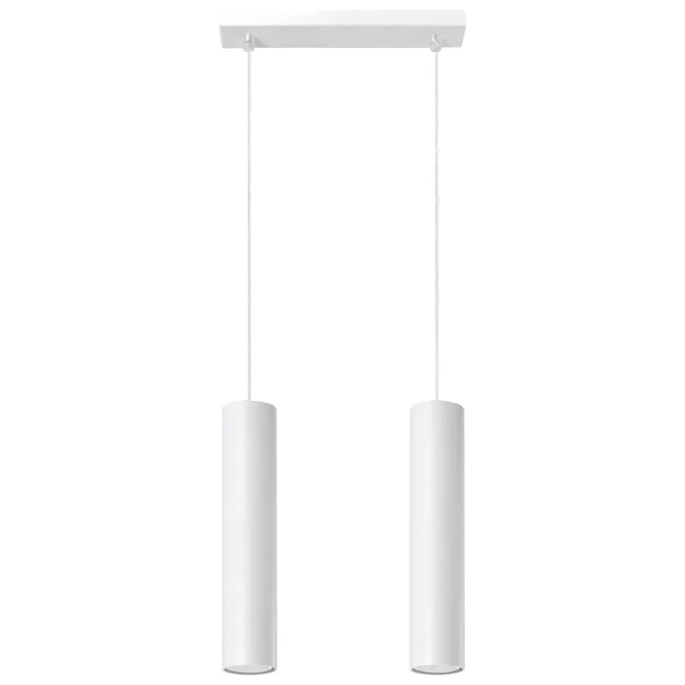 Lampe suspendue acier blanc H 90 cm