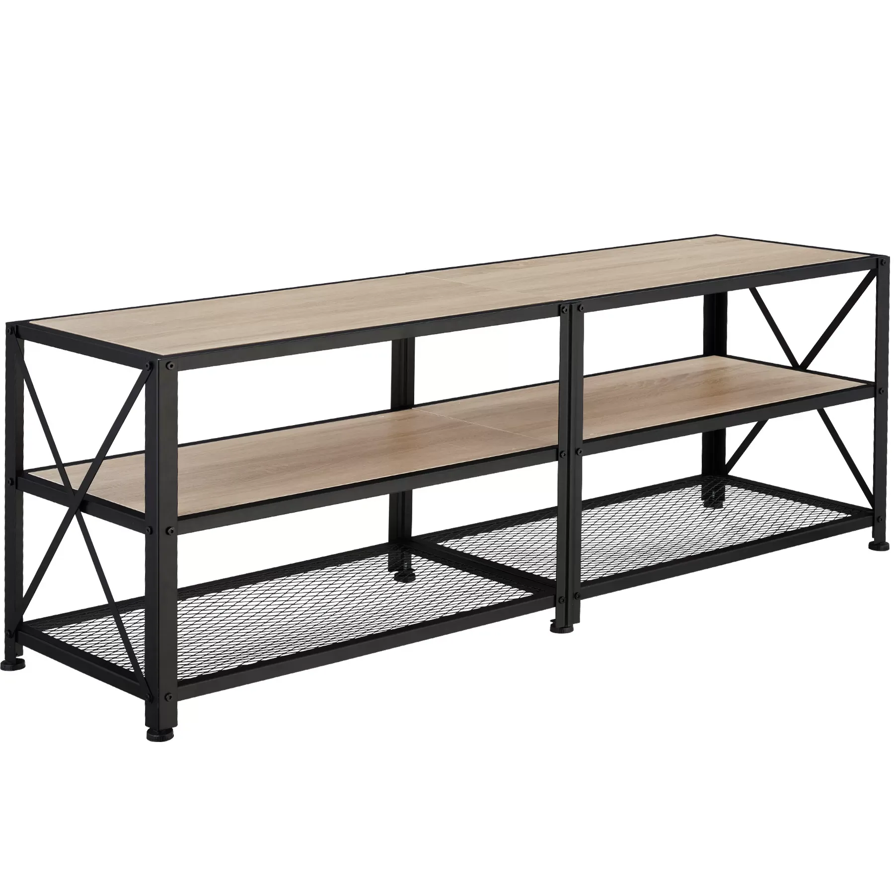 Meuble TV Style industriel Pieds réglables en hauteur Bois clair