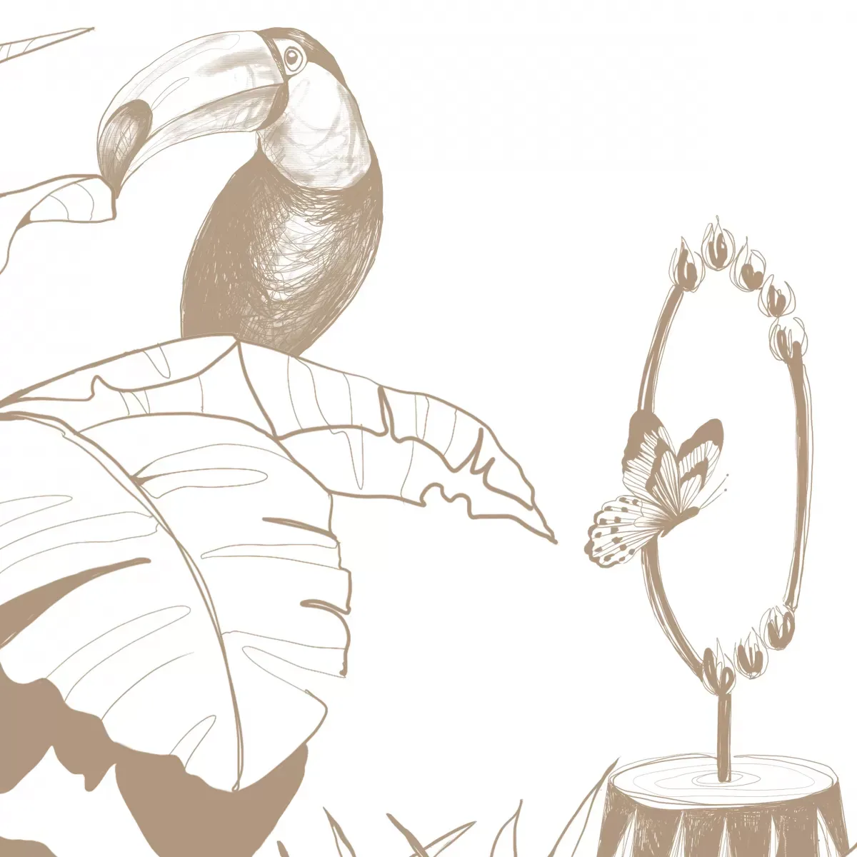 Papier peint panoramique enfant cirque de la jungle brun clair 340x250