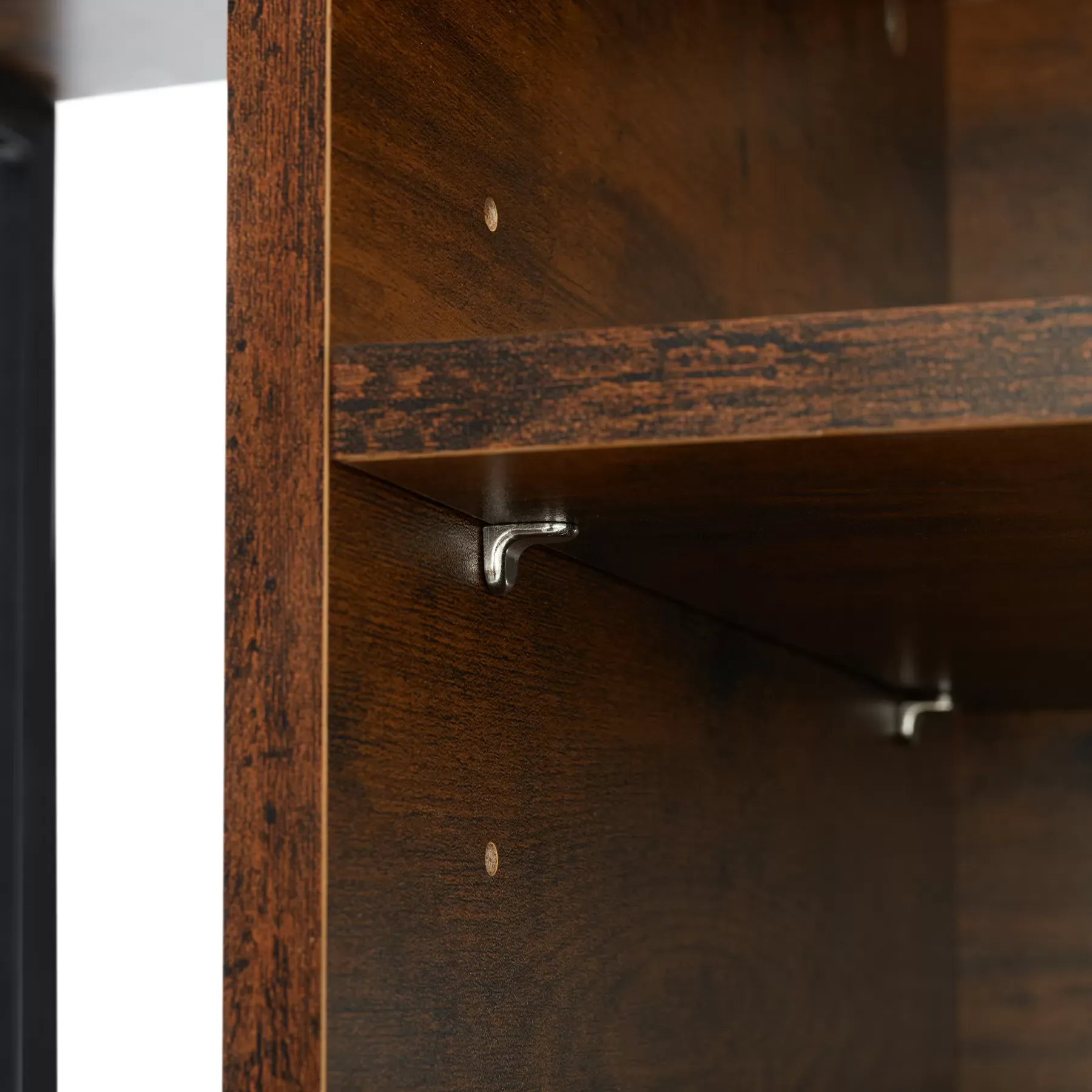 Meuble TV Style industriel Pieds réglables en hauteur Bois foncé