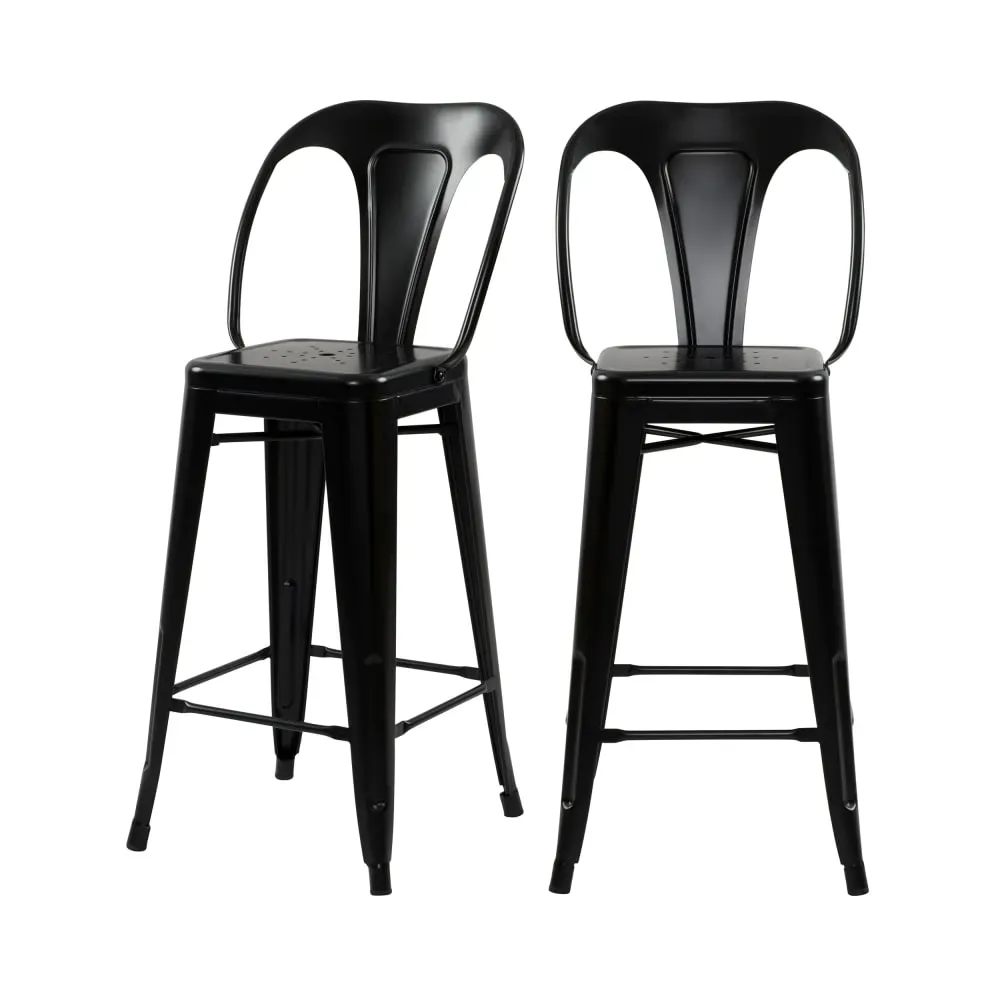 Lot de 2 chaises pour îlot central 67 cm en métal noir mat