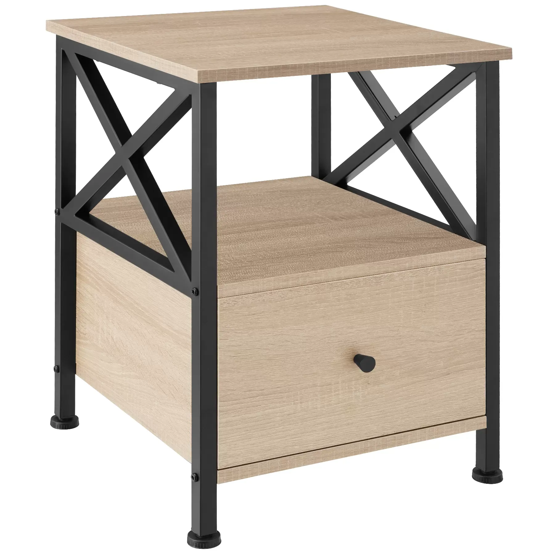 Table de chevet Style industriel 40 x 415 x 555 cm Bois clair