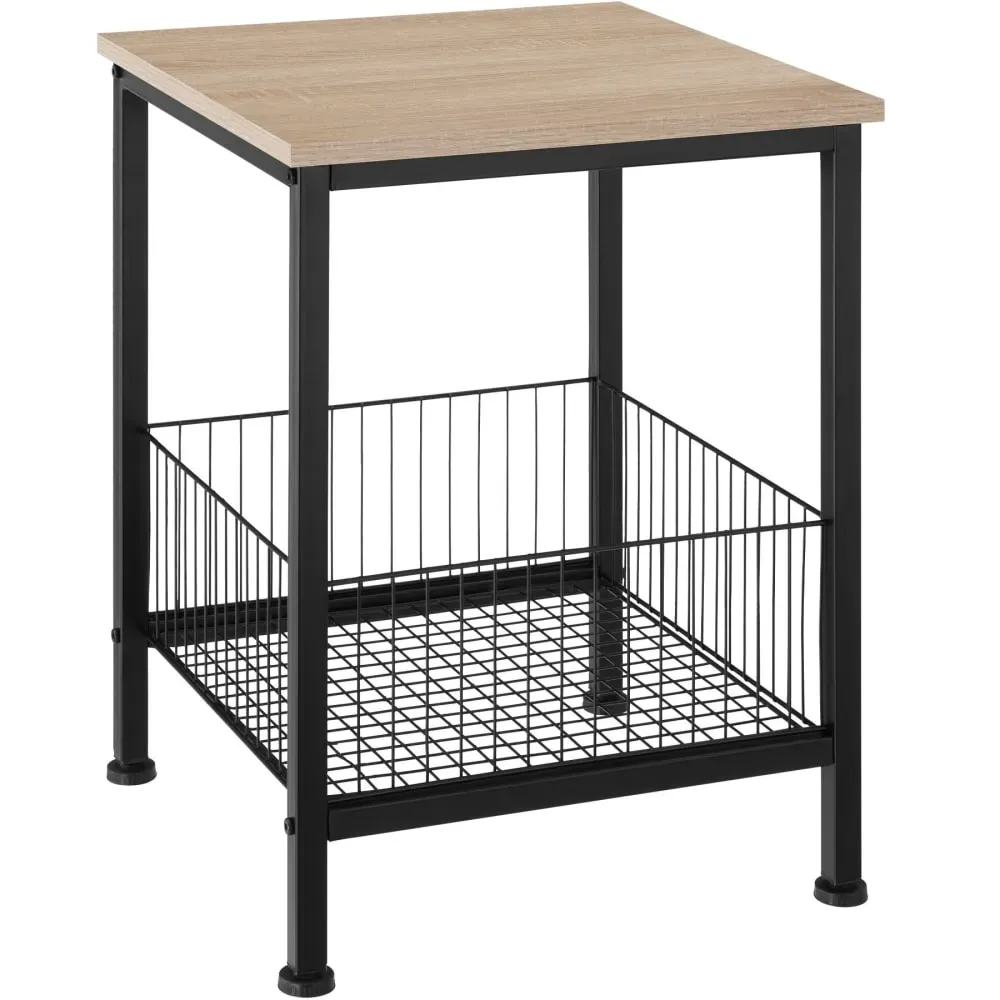 Table d'appoint Style industriel 40 x 40 x 55,5 cm bois clair