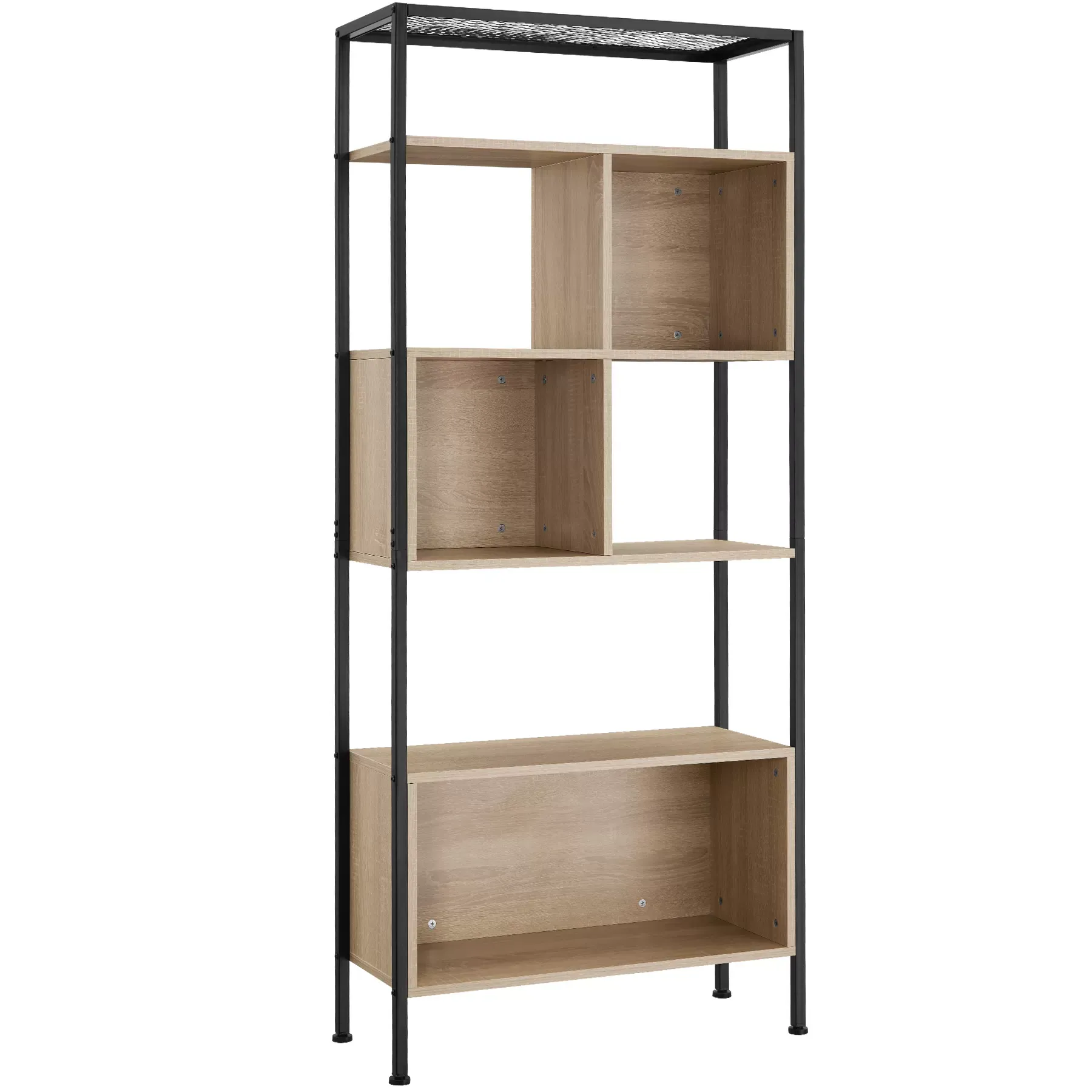 Étagère Style industriel anti-basculement 75x31x1705 cm bois clair