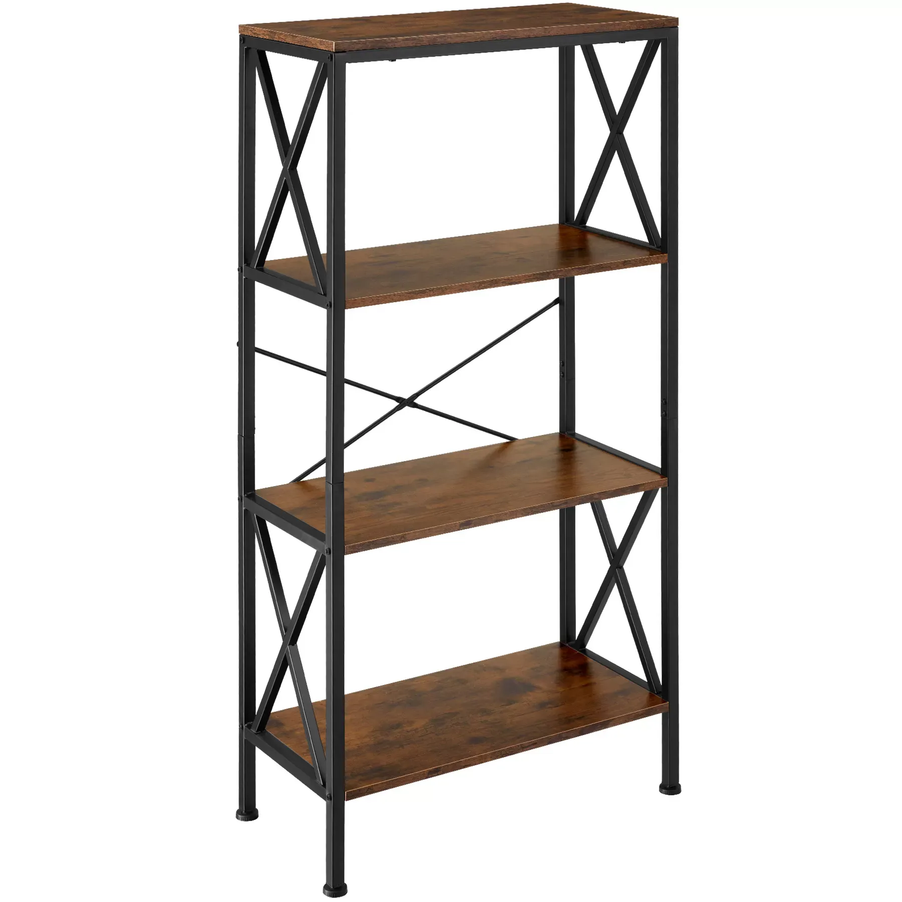 Étagère style industriel antibasculement 615x315x1335 cm bois foncé