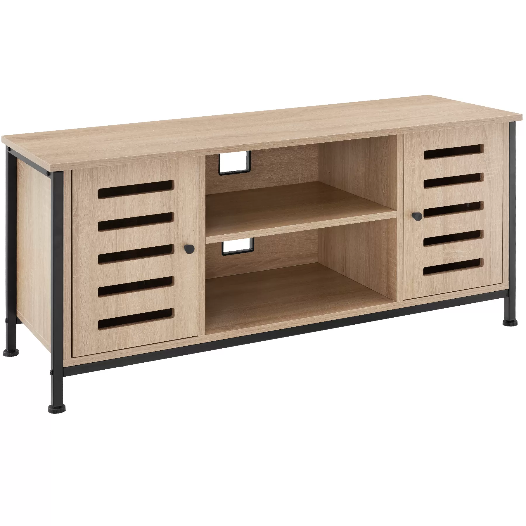 Meuble pour téléviseur style industriel pieds réglables bois clair