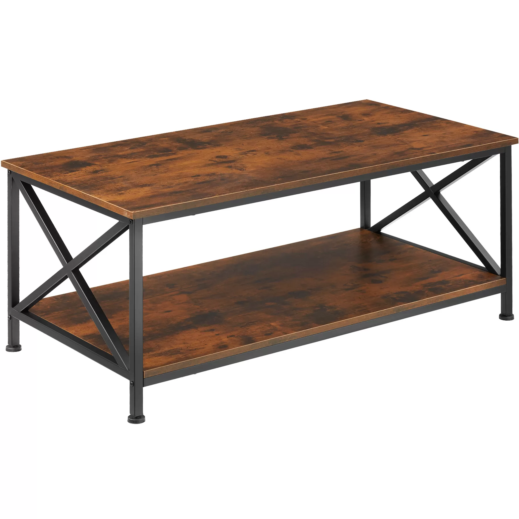 Table basse salon rectangulaire en panneau aggloméré bois foncé