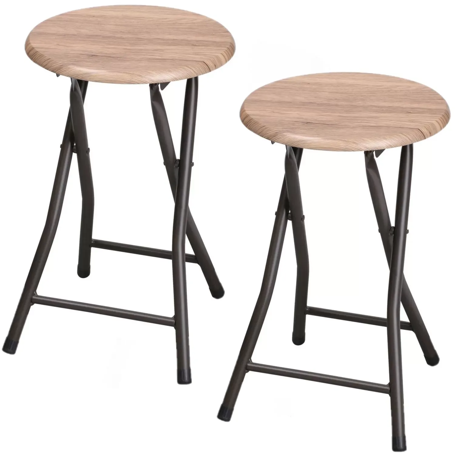 Lot de 2 tabourets d'appoint pliables industriel noir