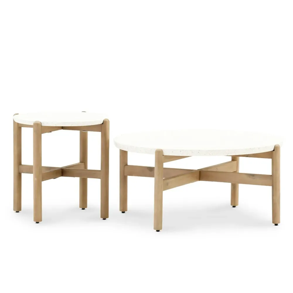 Lot de 2 tables basses en bois et terrazzo