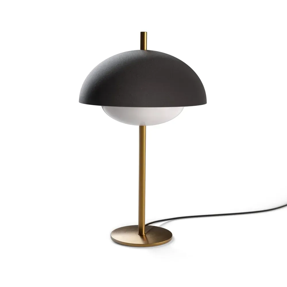 Lampe de table noire avec socle doré E27