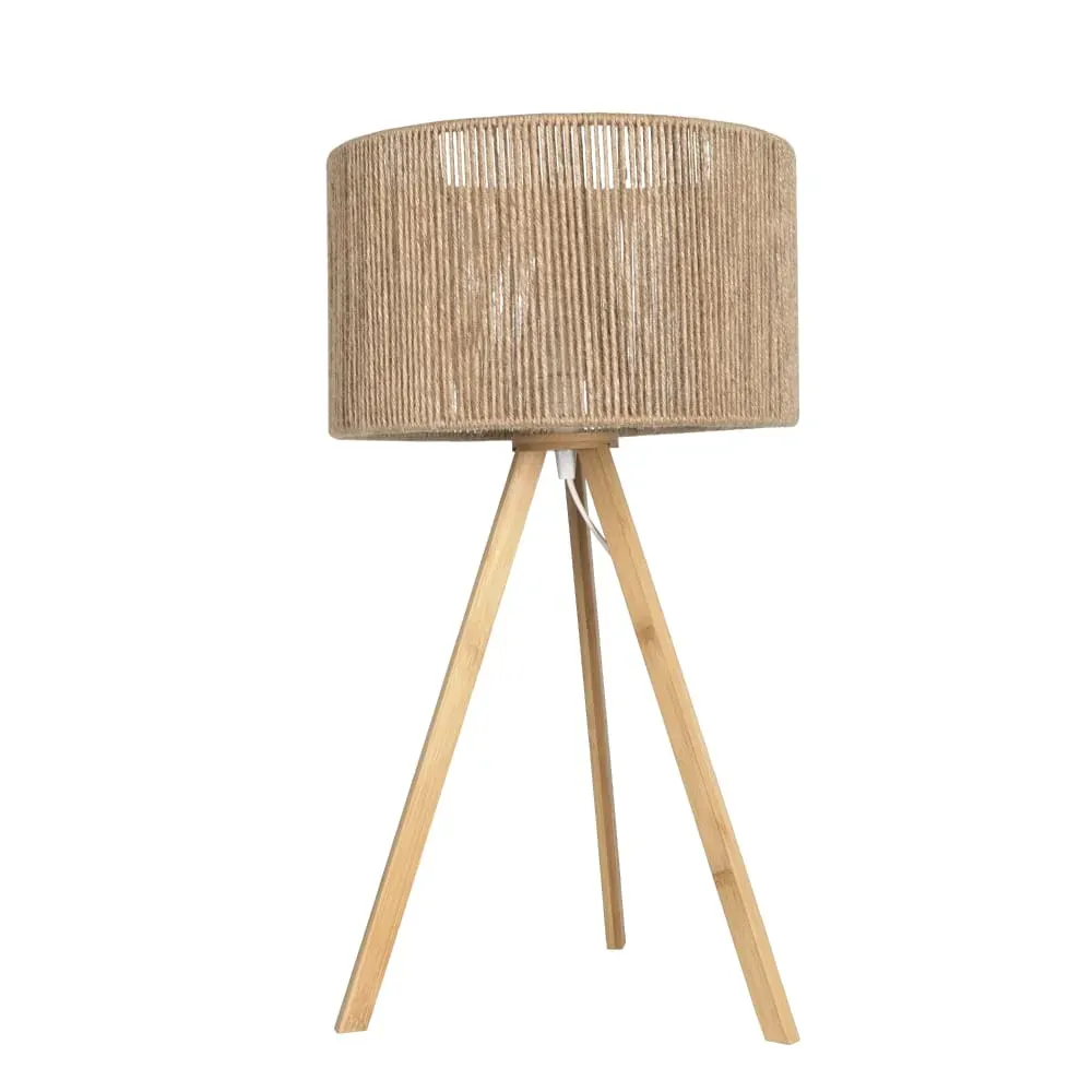 Lampe de table en bambou avec abat-jour en fibre naturelle 31cm