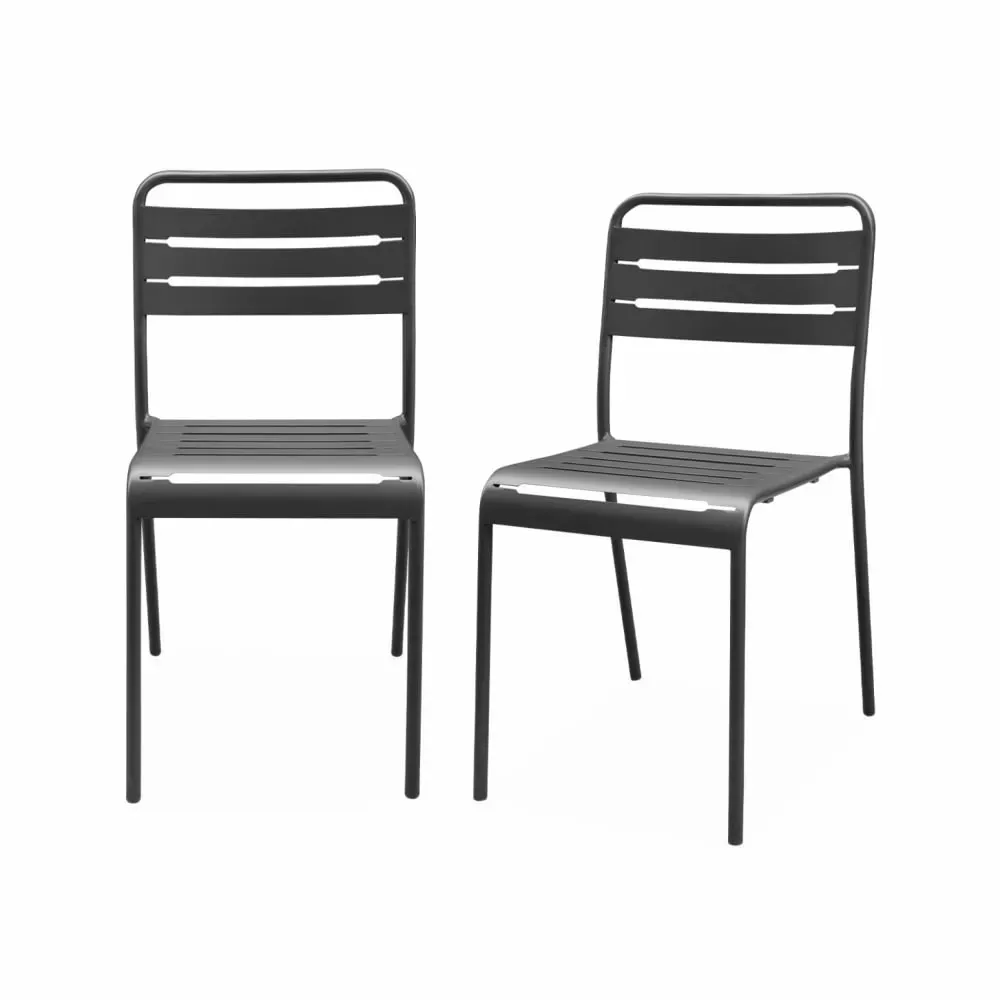 Lot de 2 chaises de jardin, anthracite