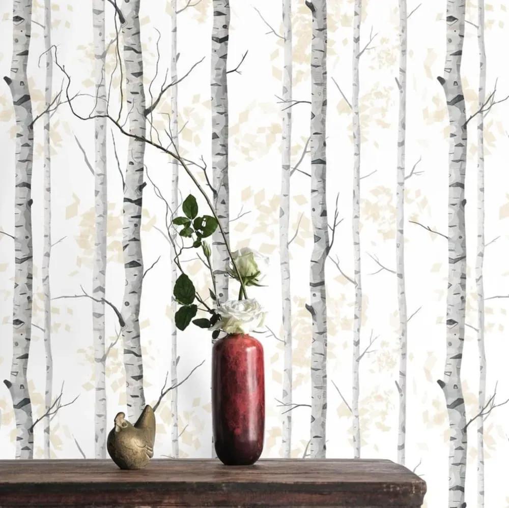 Papier Peint Bouleaux,papier écologique fin,200x280cm,8 feuilles