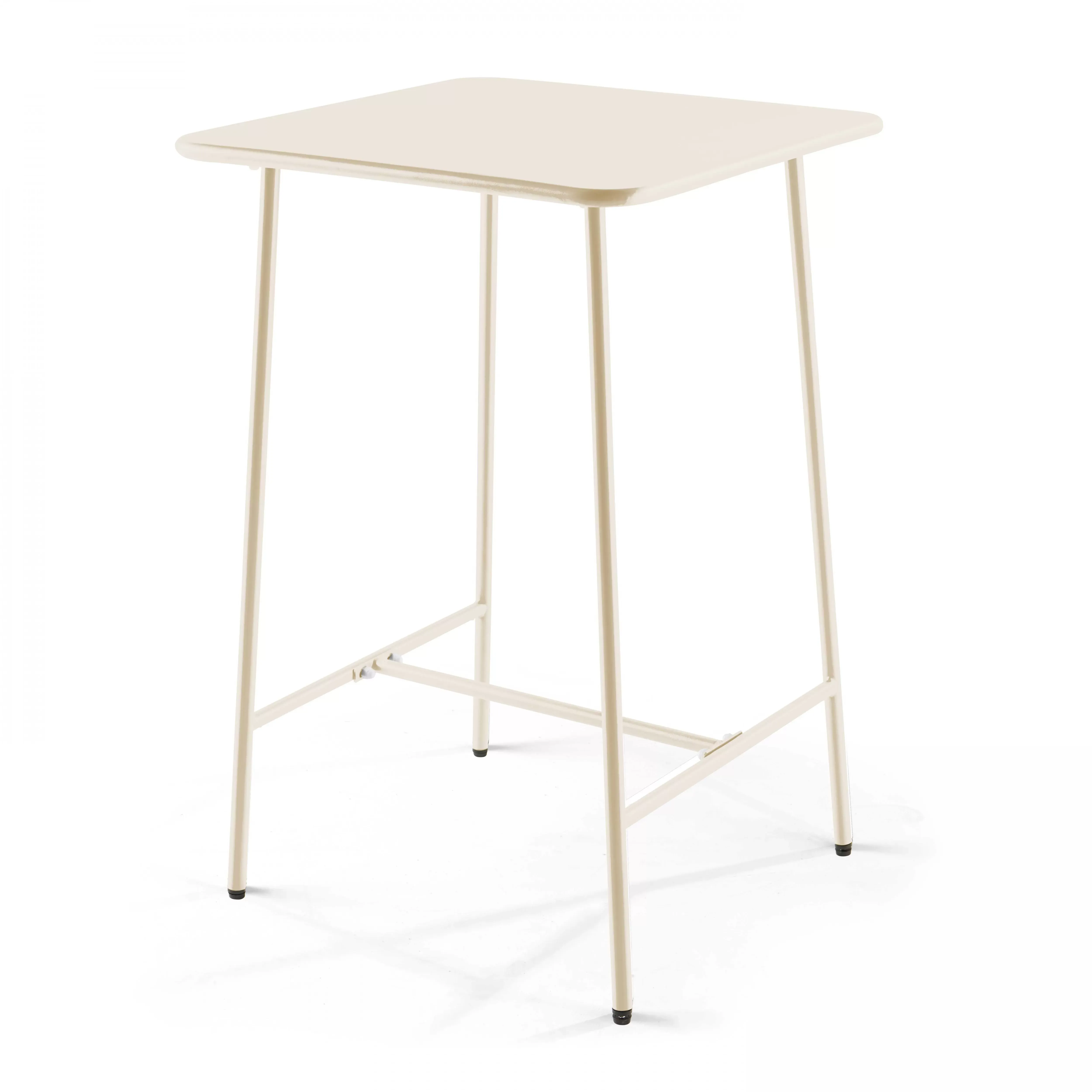 Table haute de jardin carrée en acier ivoire 70cm