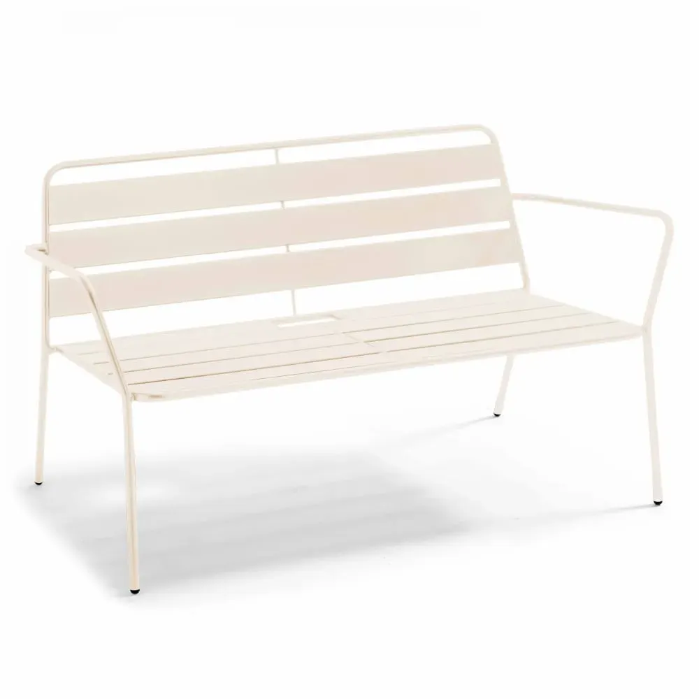 Canapé de jardin en métal ivoire