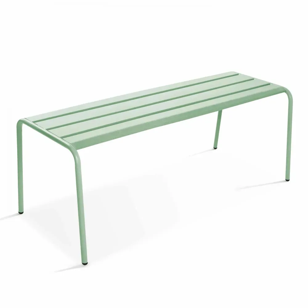 Banc de jardin en acier vert sauge