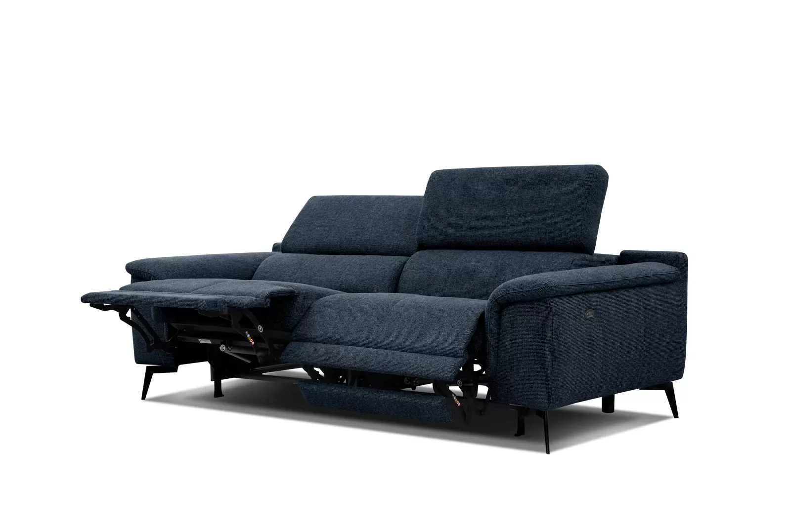 Canapé 3 places avec 2 fonctions de relaxation, bleu