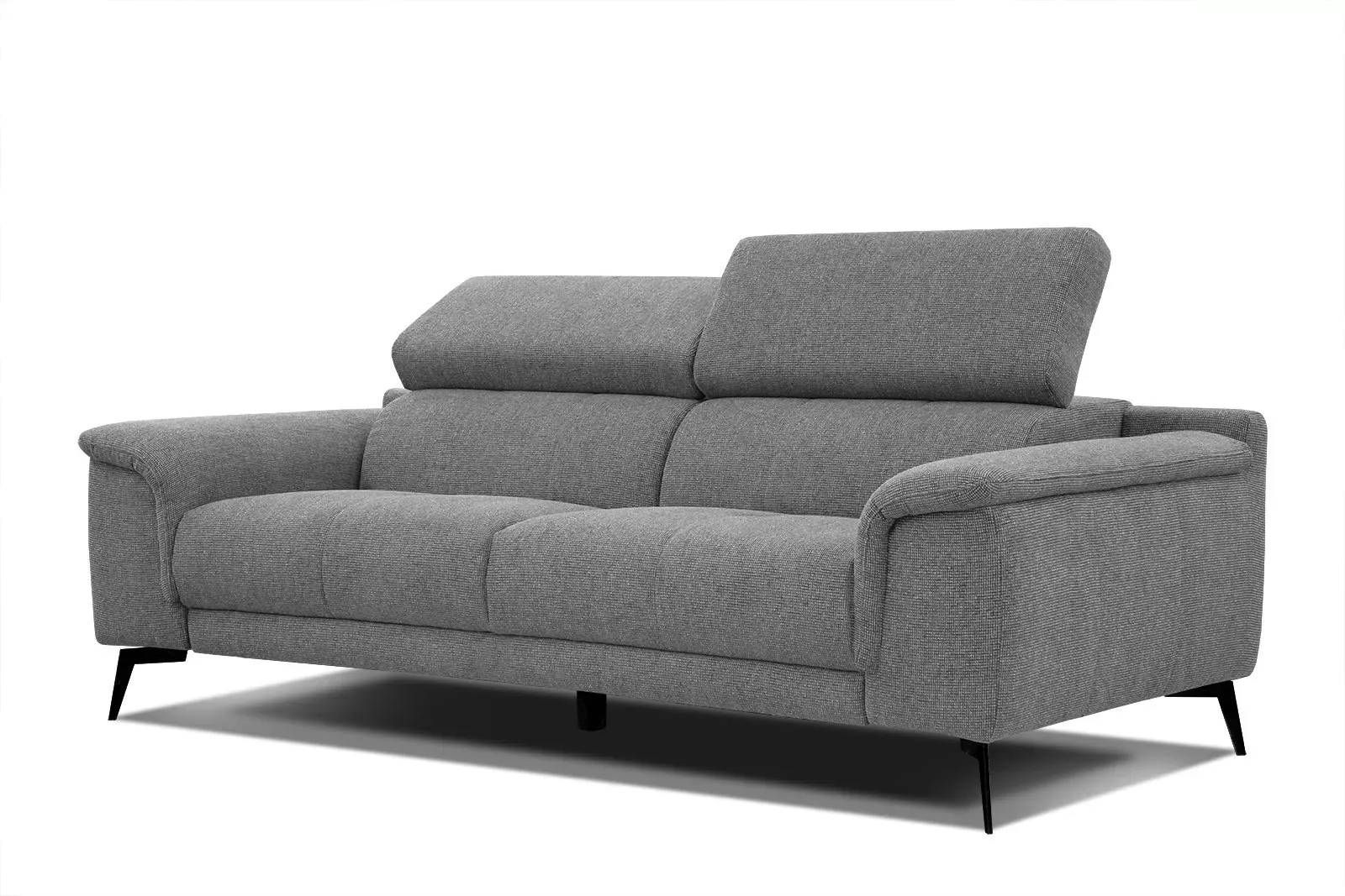 Canapé 3 places avec appuie-tête réglables, gris