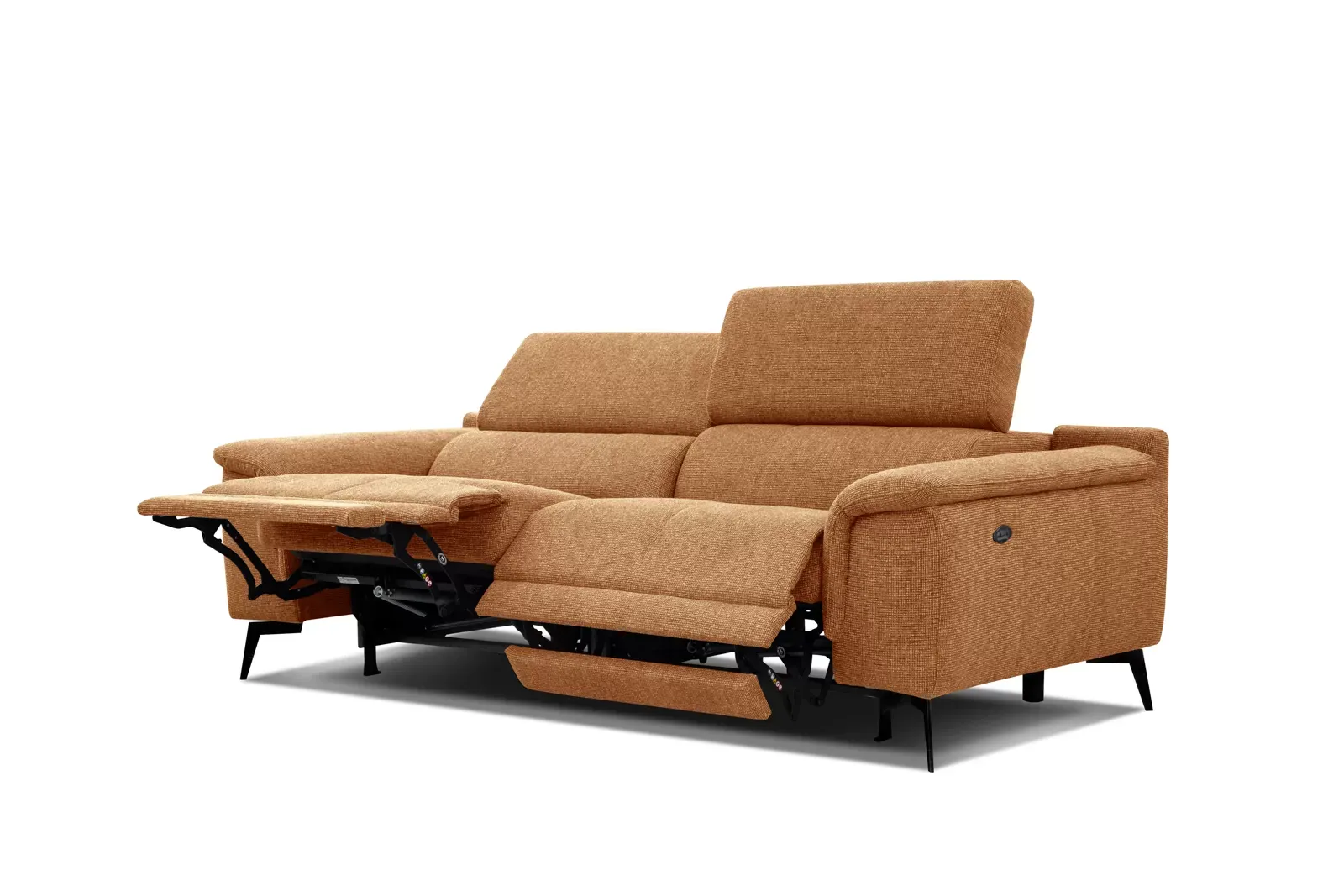 Canapé 3 places avec 2 fonctions de relaxation, orange