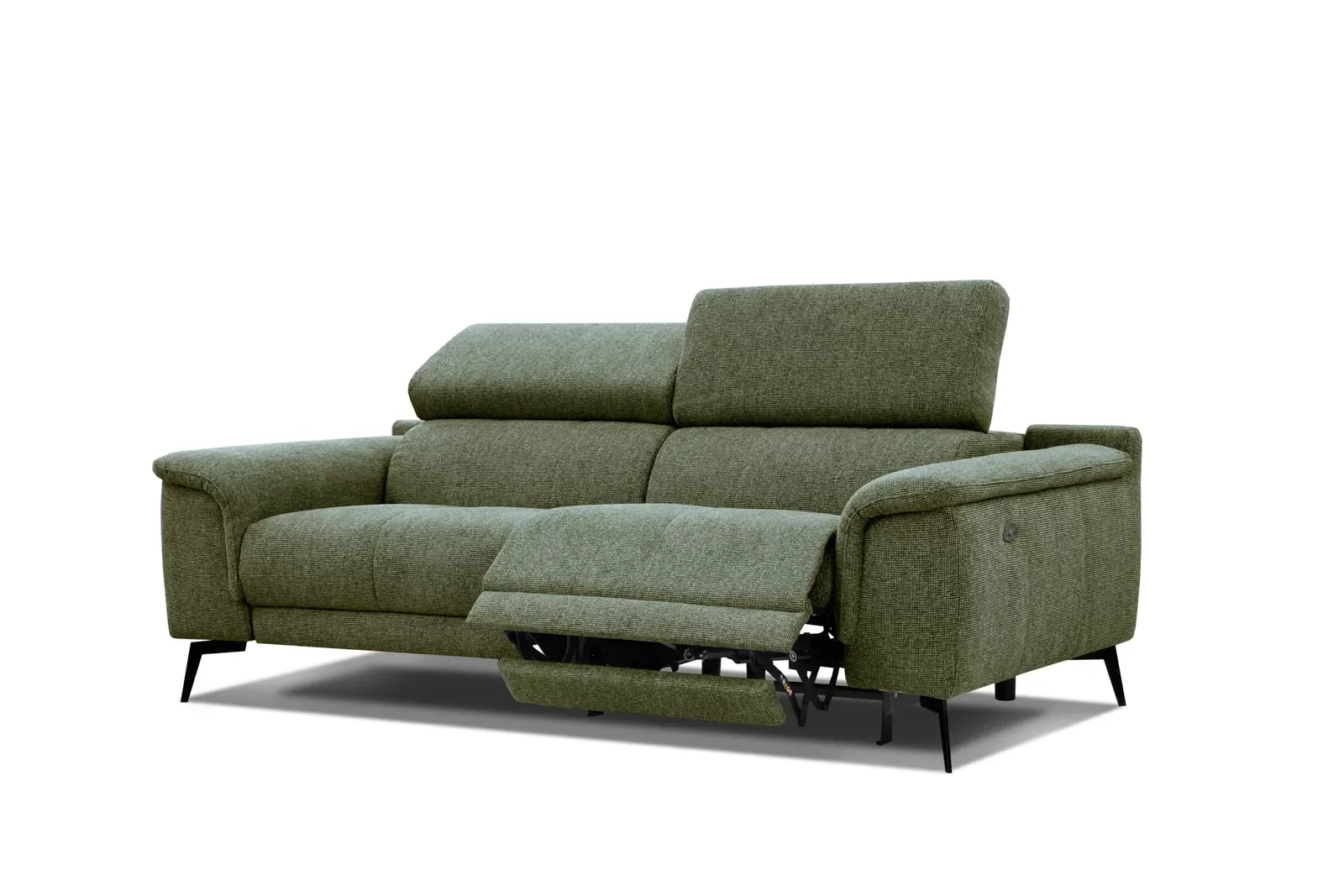 Canapé 3 places avec 1 fonction relax et appuie-tête réglables, vert