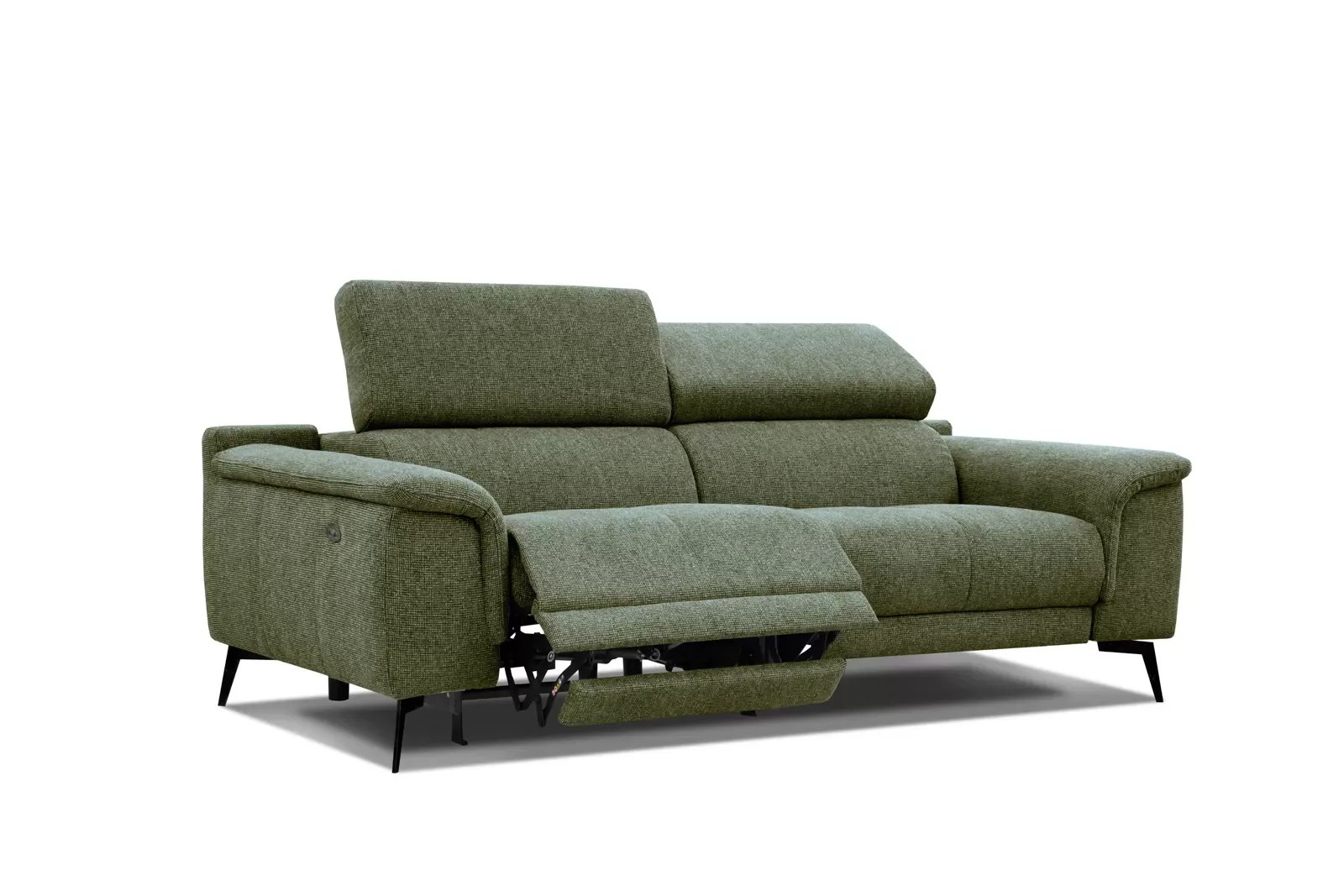 Canapé 3 places avec 1 fonction relax et appuie-tête réglables, vert