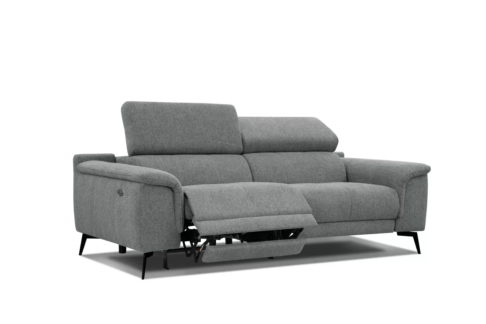 Canapé 3 places avec 1 fonction relax et appuie-tête réglables, gris