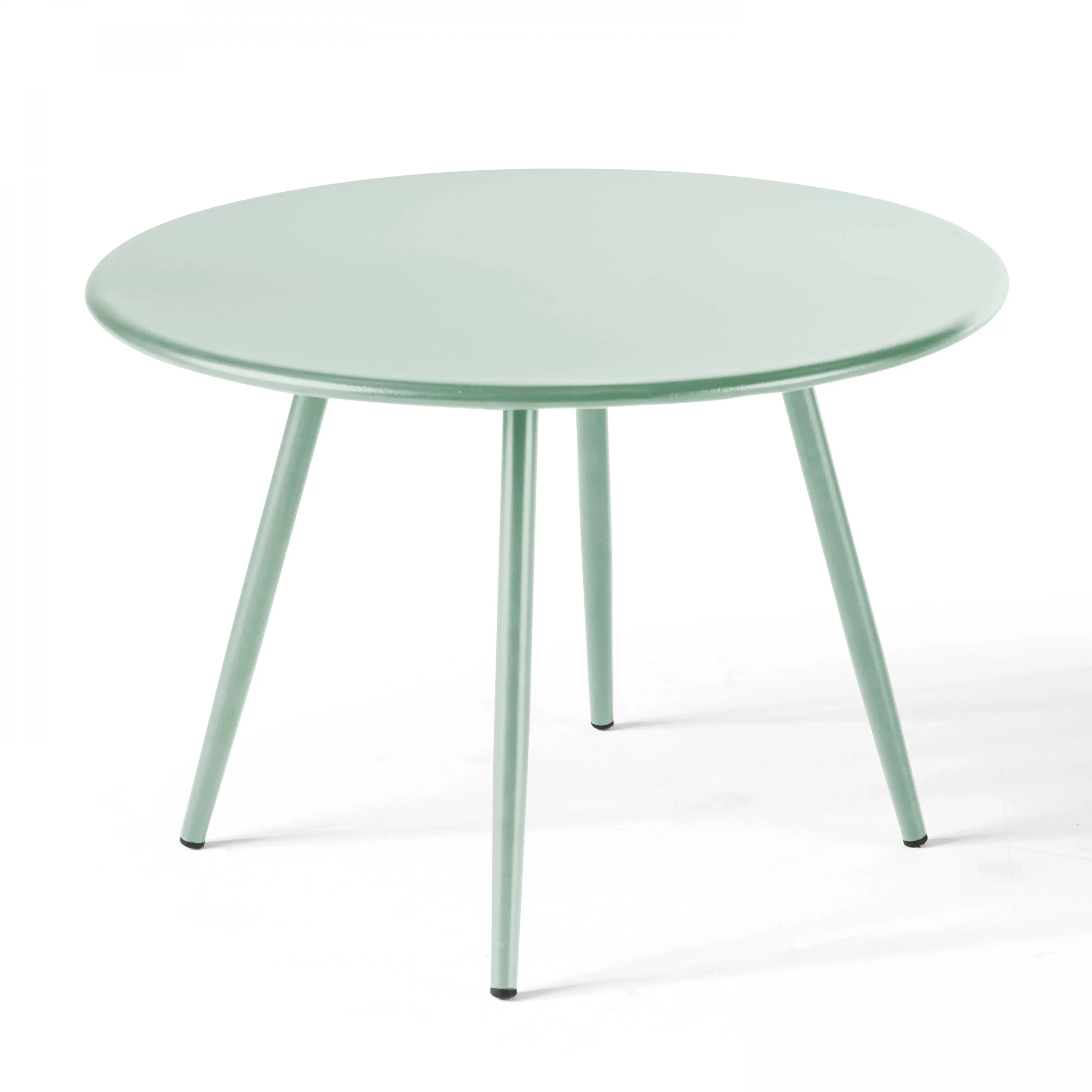 Table basse ronde en métal vert sauge 50 cm