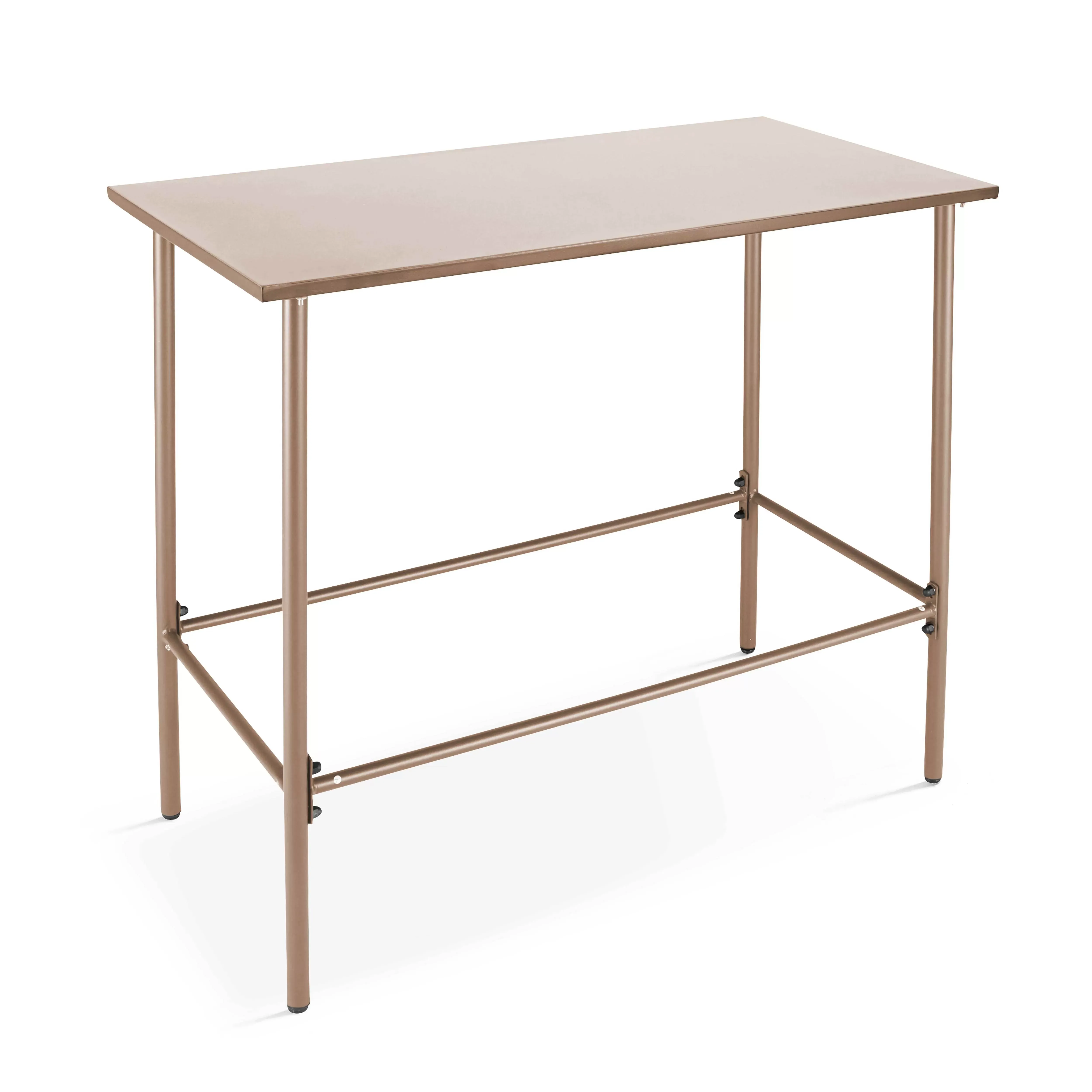 Table haute de jardin en métal taupe 120 cm