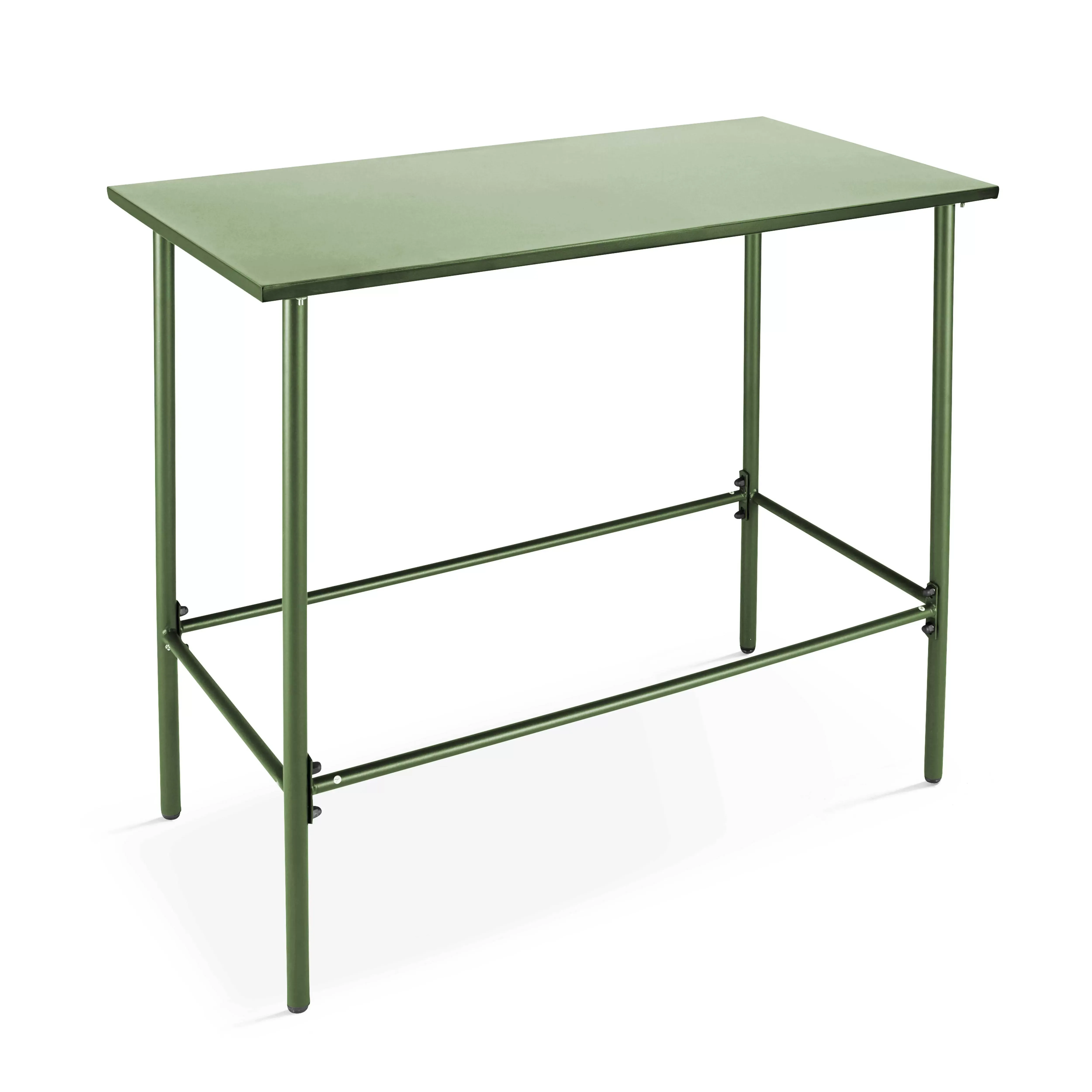 Table haute de jardin en métal vert cactus 120 cm