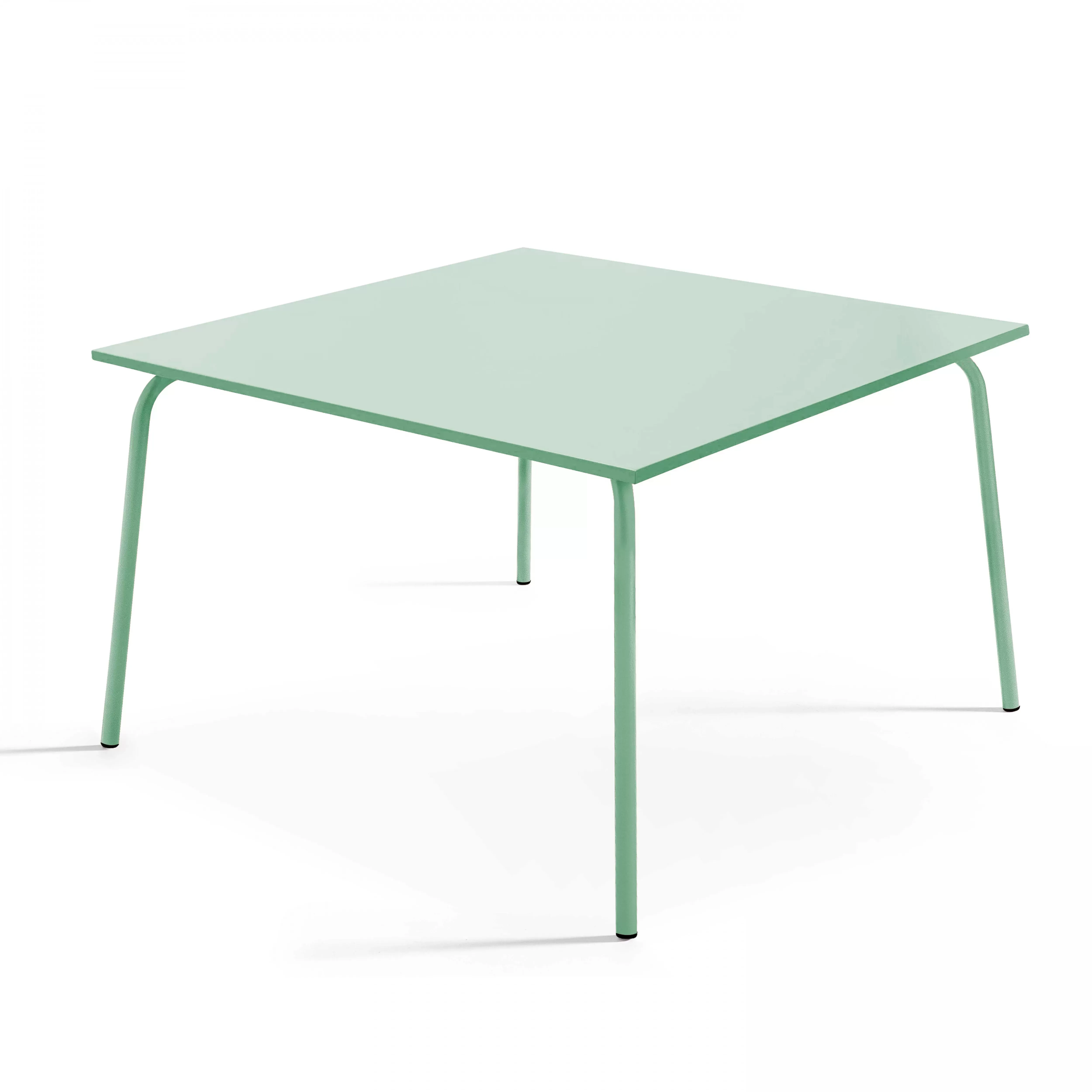 Table de jardin carrée en acier vert sauge 120 cm