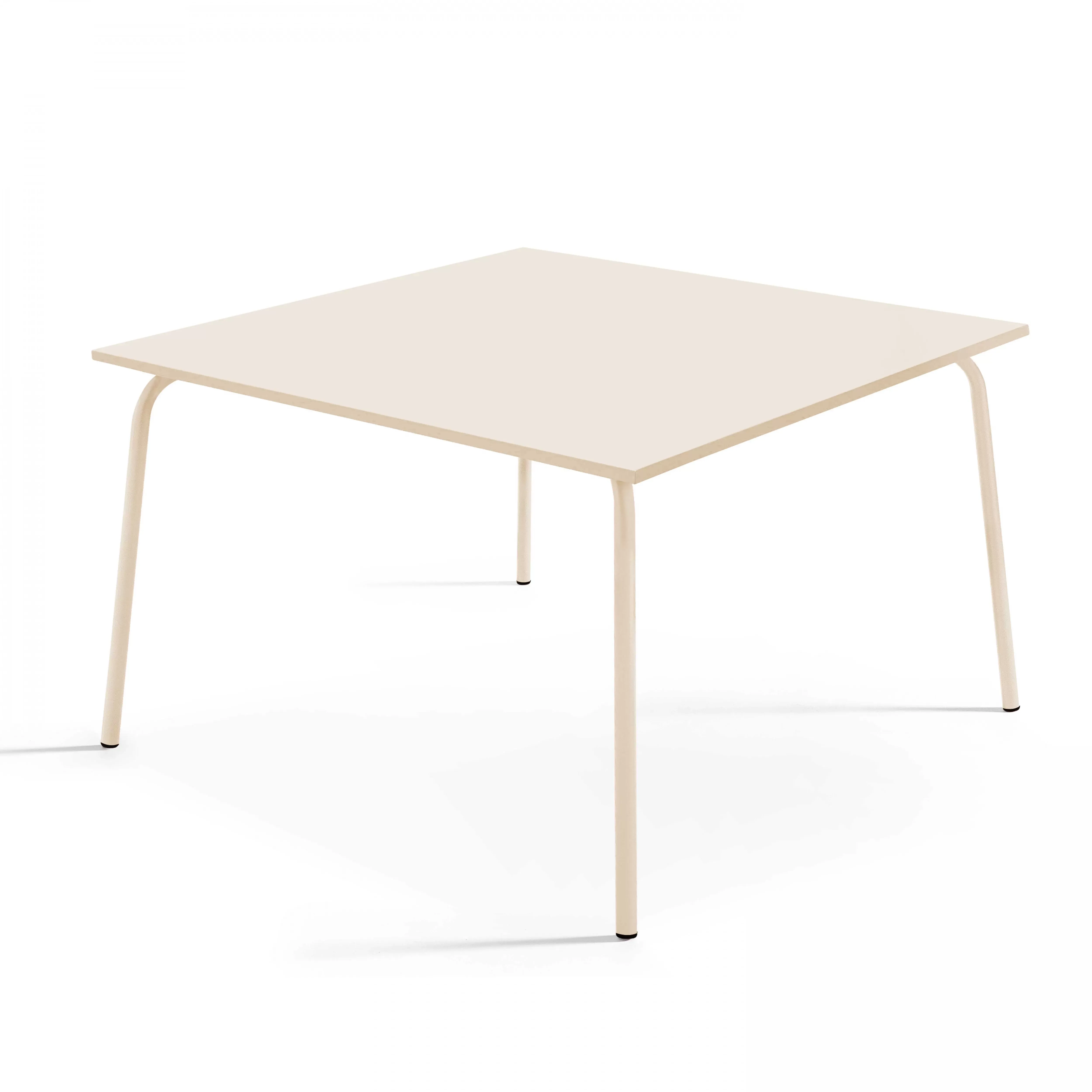 Table de jardin carrée en acier ivoire 120 cm
