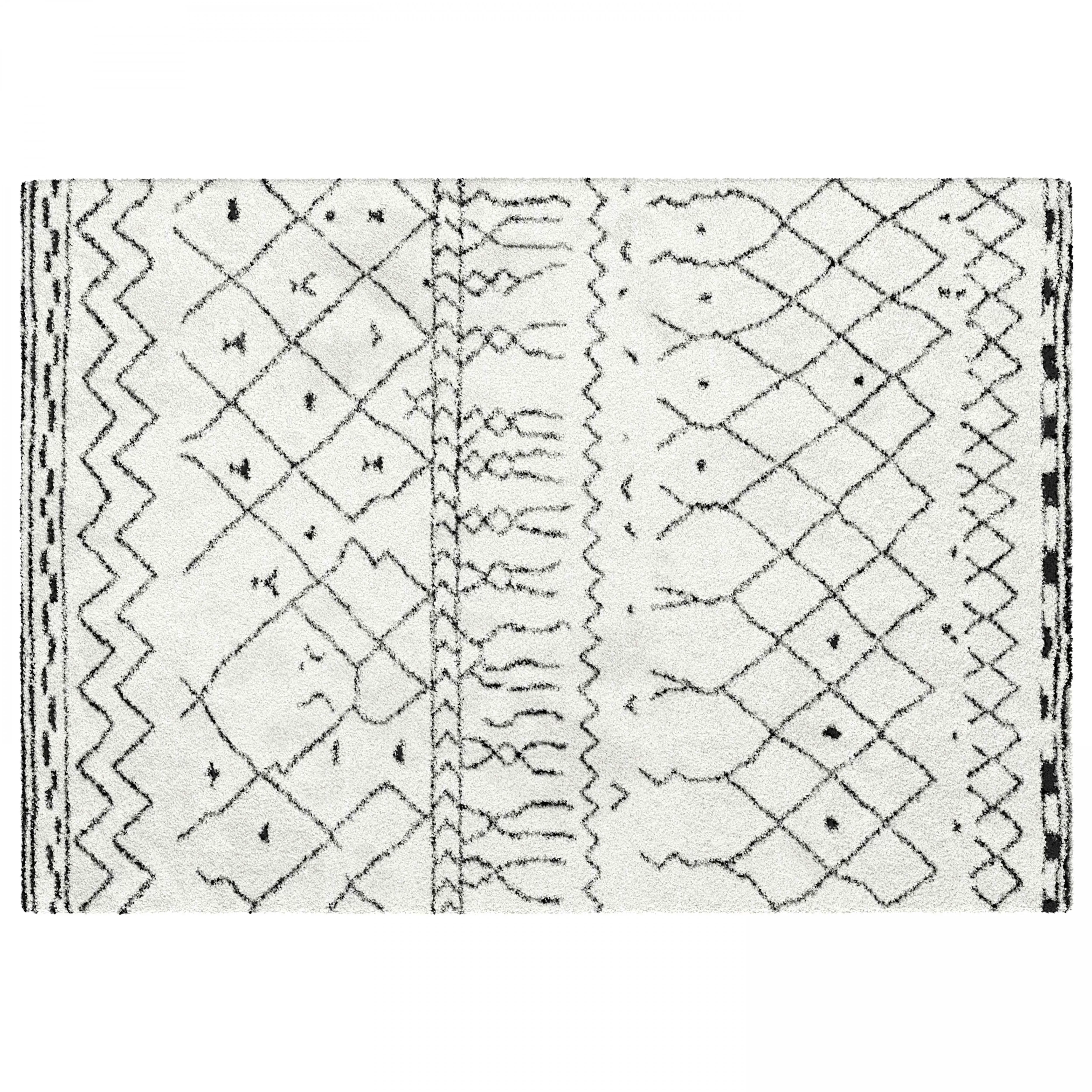 Tapis blanc à poils longs en polypropylène 200 x 290 cm