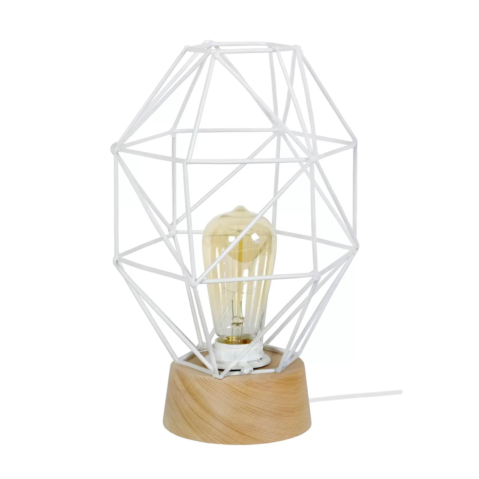 Lampe de chevet bois naturel et blanc