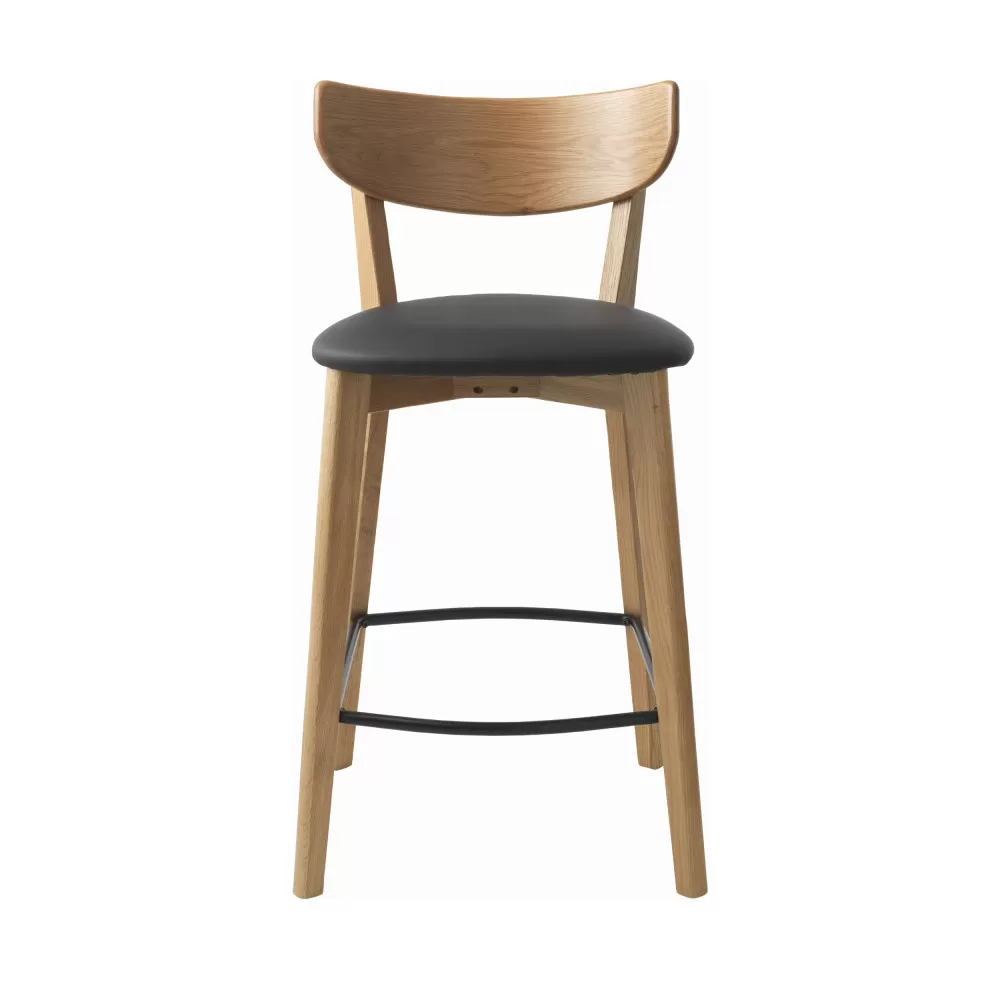 Lot de 2 chaises de bar en bois et simili h67cm - bois clair
