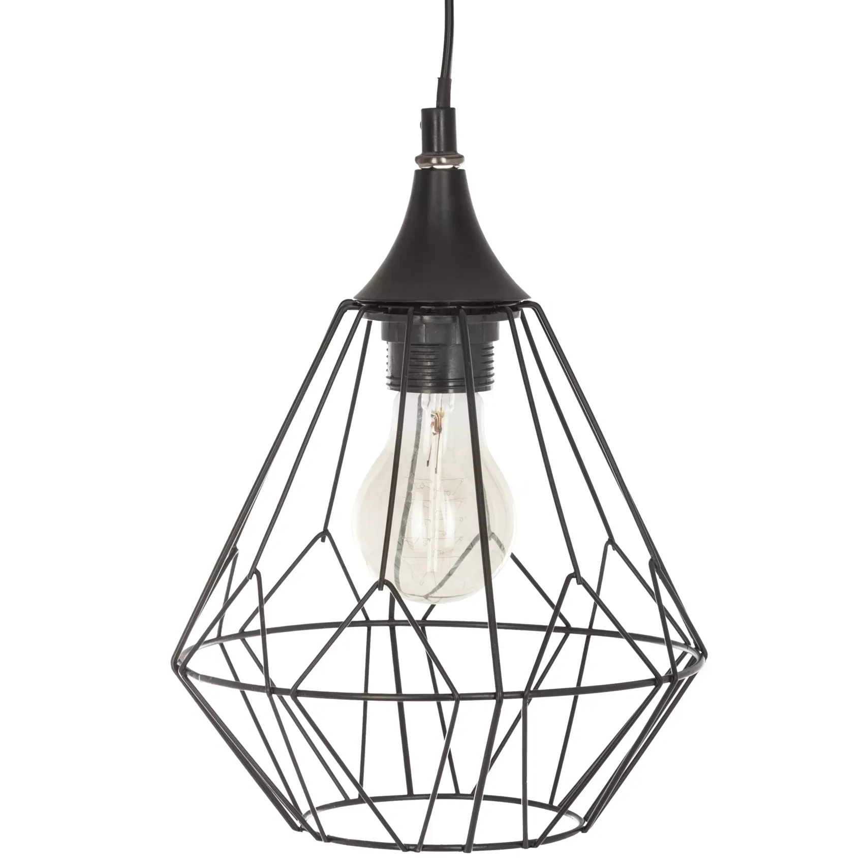 Suspension en métal filaire flave noir Diam.19xH 27 cm