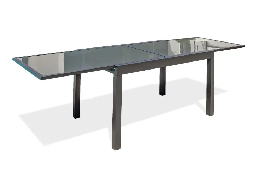Table de jardin 10 places en aluminium et plateau verre