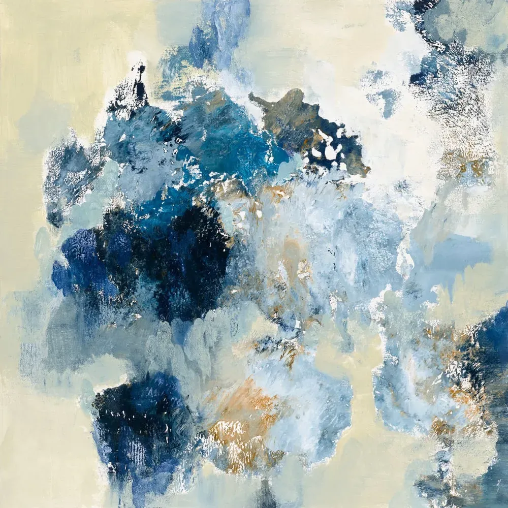 Décoration murale indigo bleu imprimé sur toile 50x50 cm