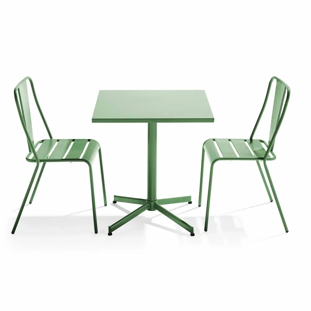 Ensemble table inclinable de jardin et 2 chaises vert cactus