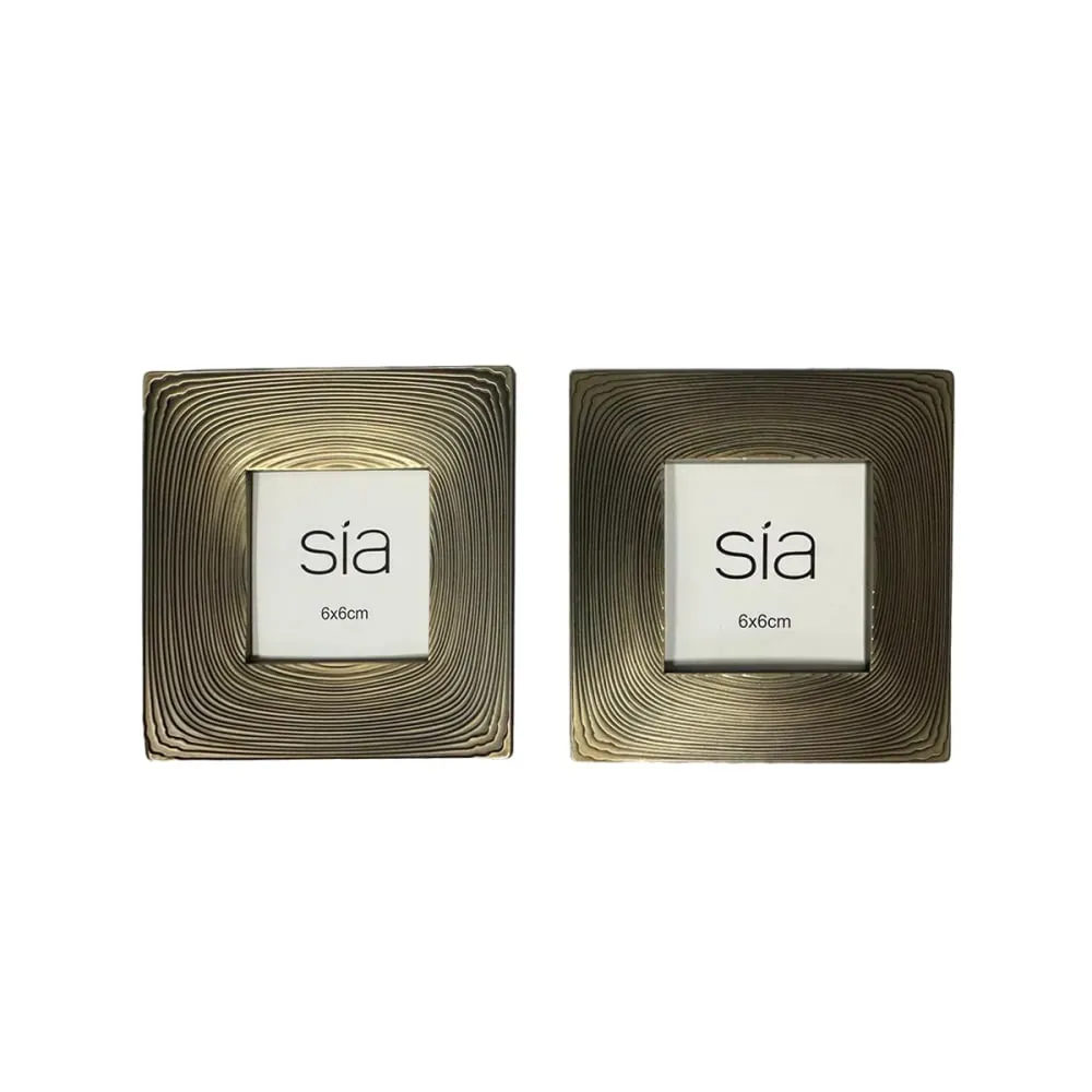 Set de 2 cadres photo en alliage de zinc beige 6x6