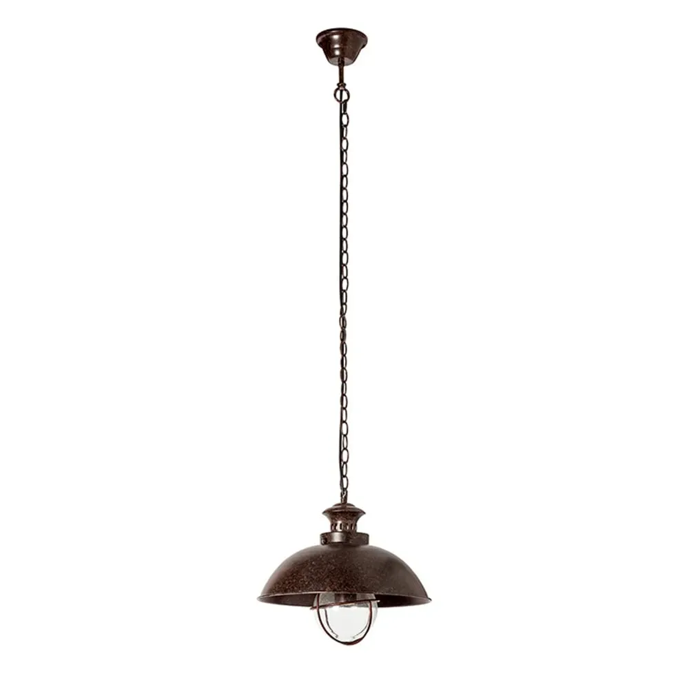 Lampe en suspension vintage métal brun rouillé