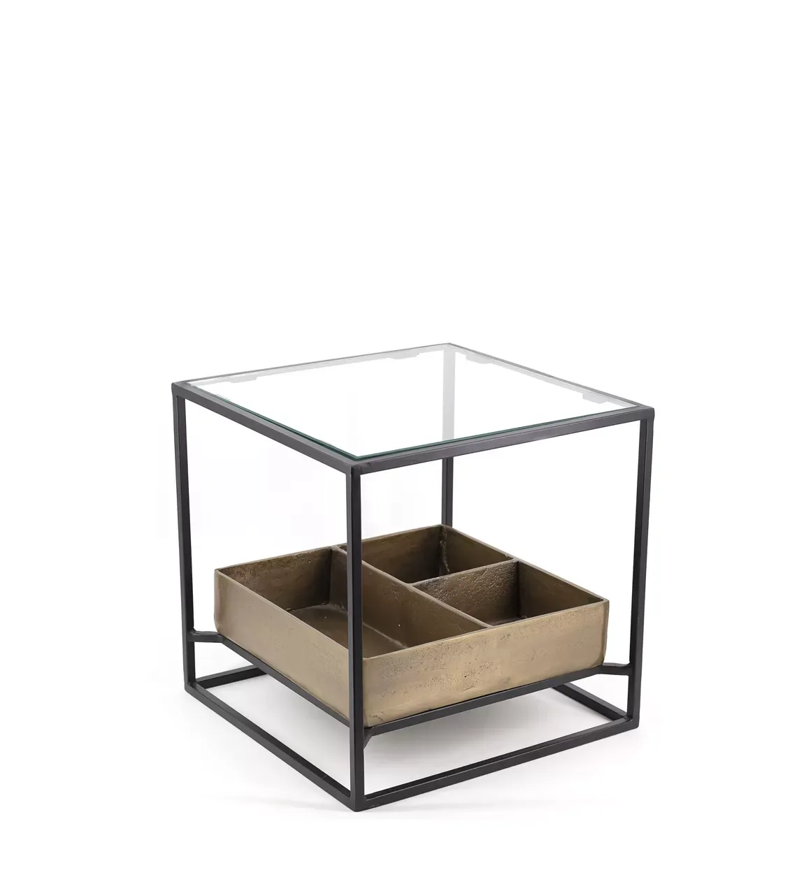 Table basse en aluminium et verre L 42 cm