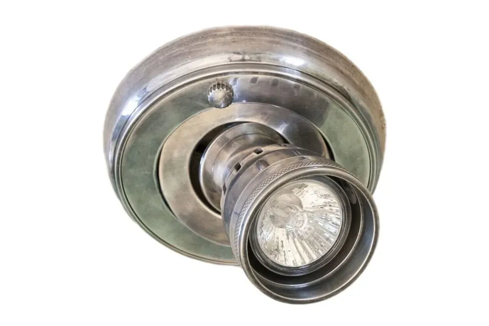 Plafonnier bistrot orientable en métal argenté