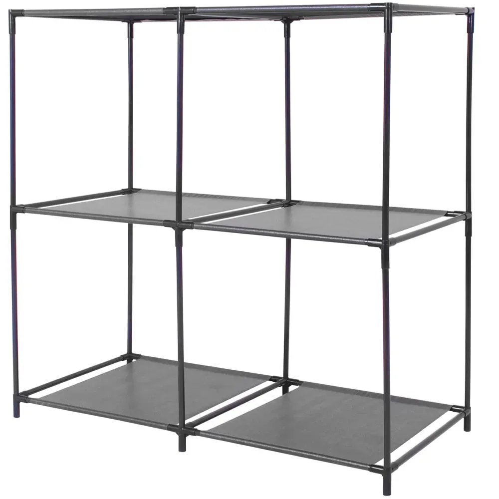 Étagère en métal et toile plastique noir 4 casiers